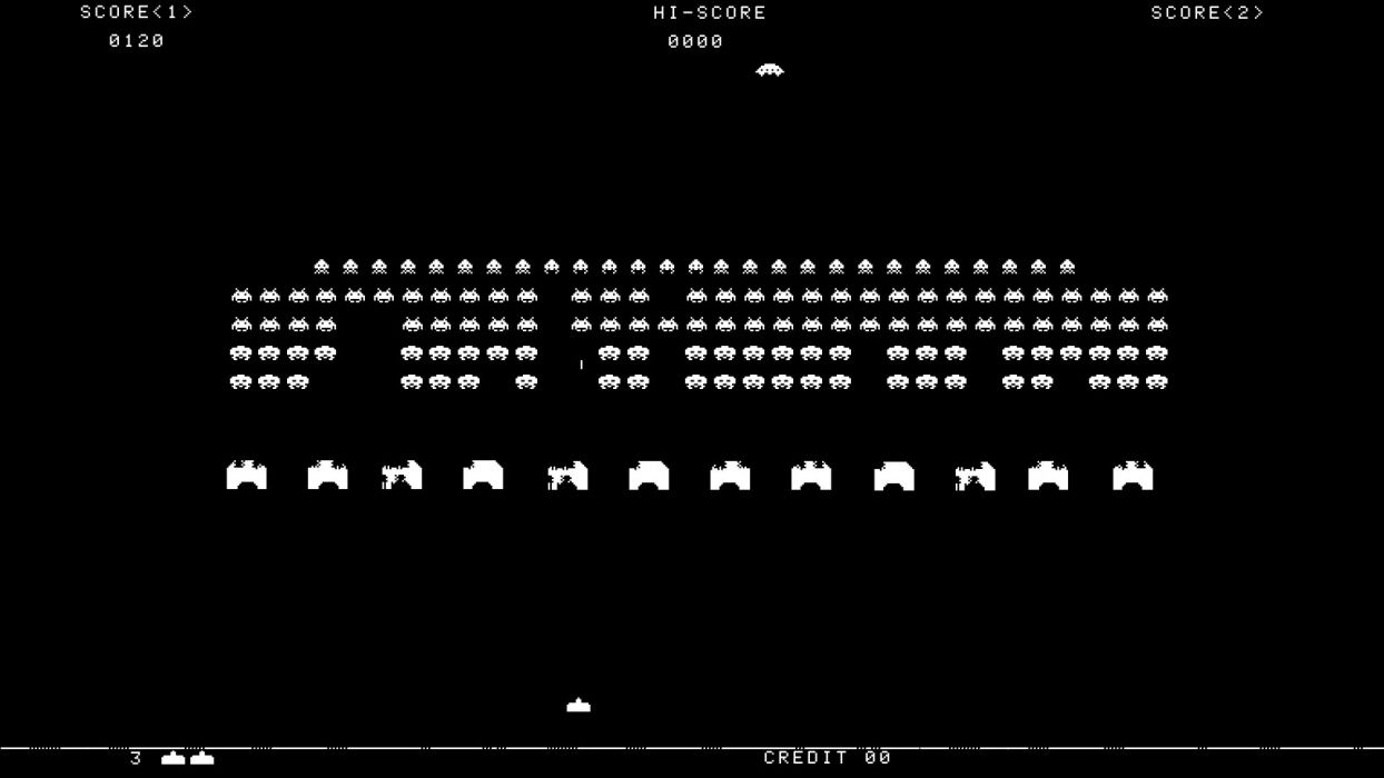 Black and white Space Invaders retro games wallpaperx1080