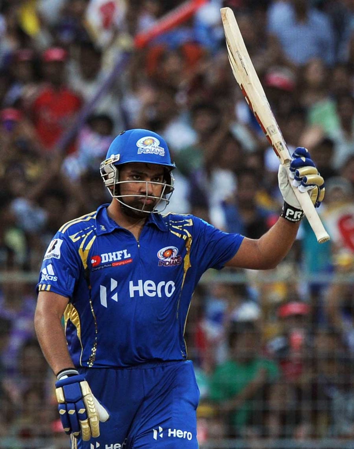 Rohit Sharma celebrates his maiden IPL ton