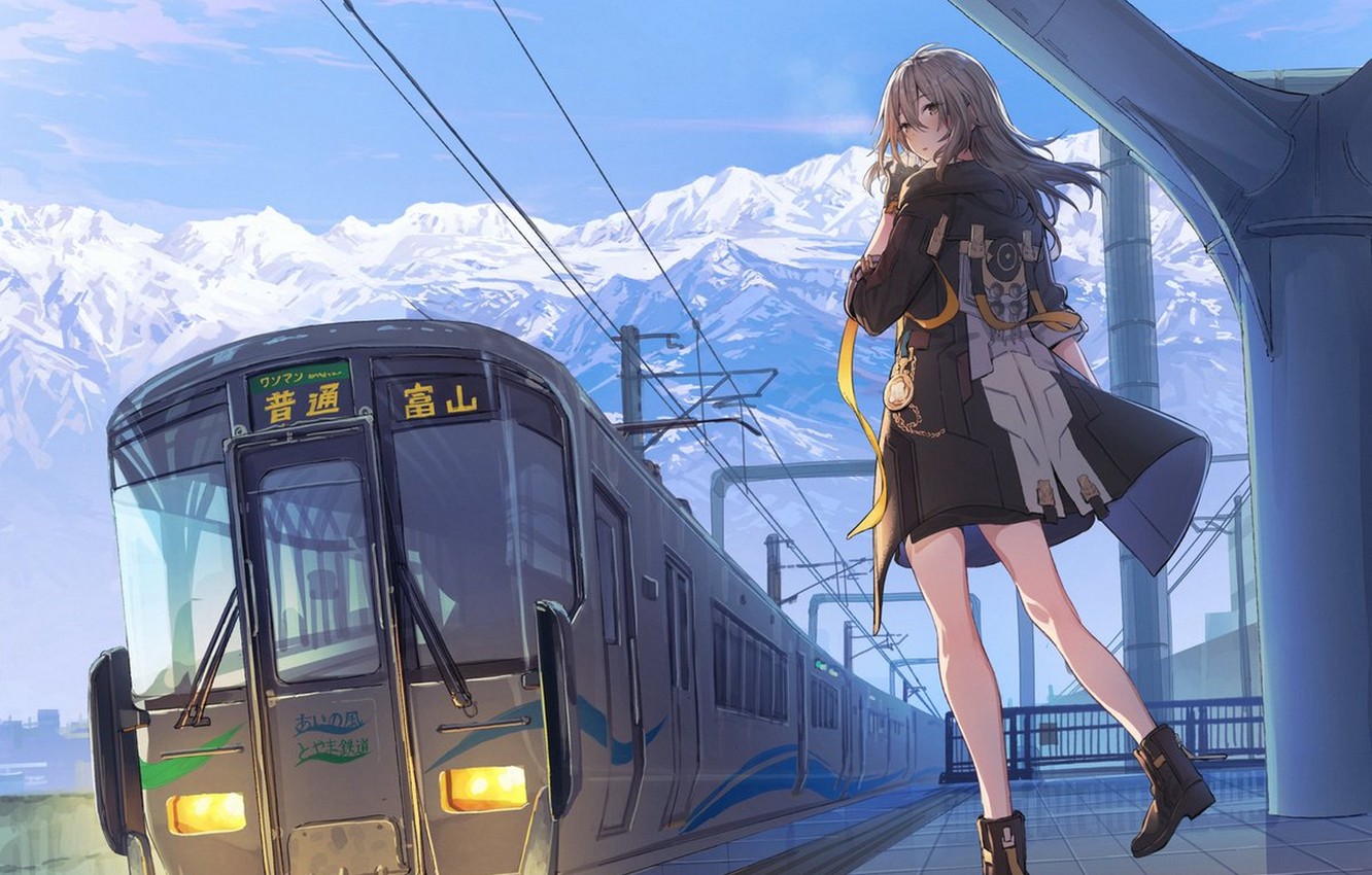 Wallpapers girl, mountains, train, trail, Peron, Honkai Star Rail, Female Trailblazer, Hongkai Star Rail image for desktop, section игры