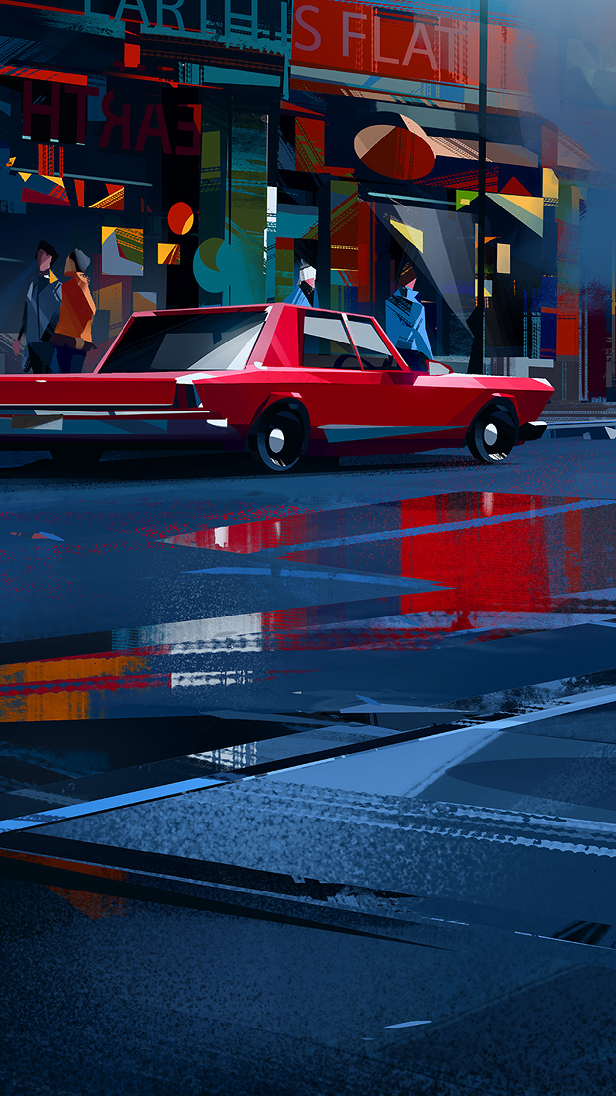 Art Car Drawing Red Wallpaper