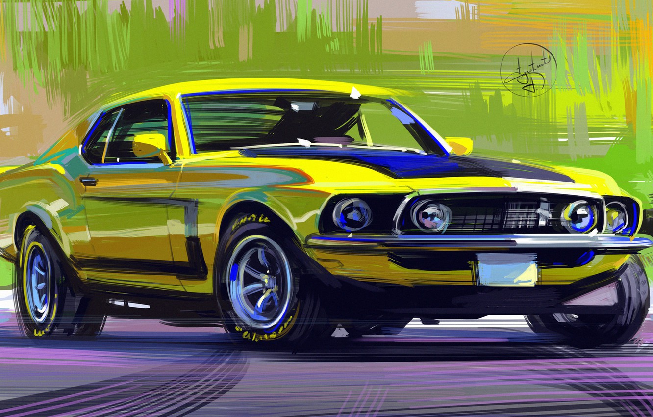 Wallpaper auto, muscle car, drawing, Camaro, the front.Muscle car image for desktop, section живопись