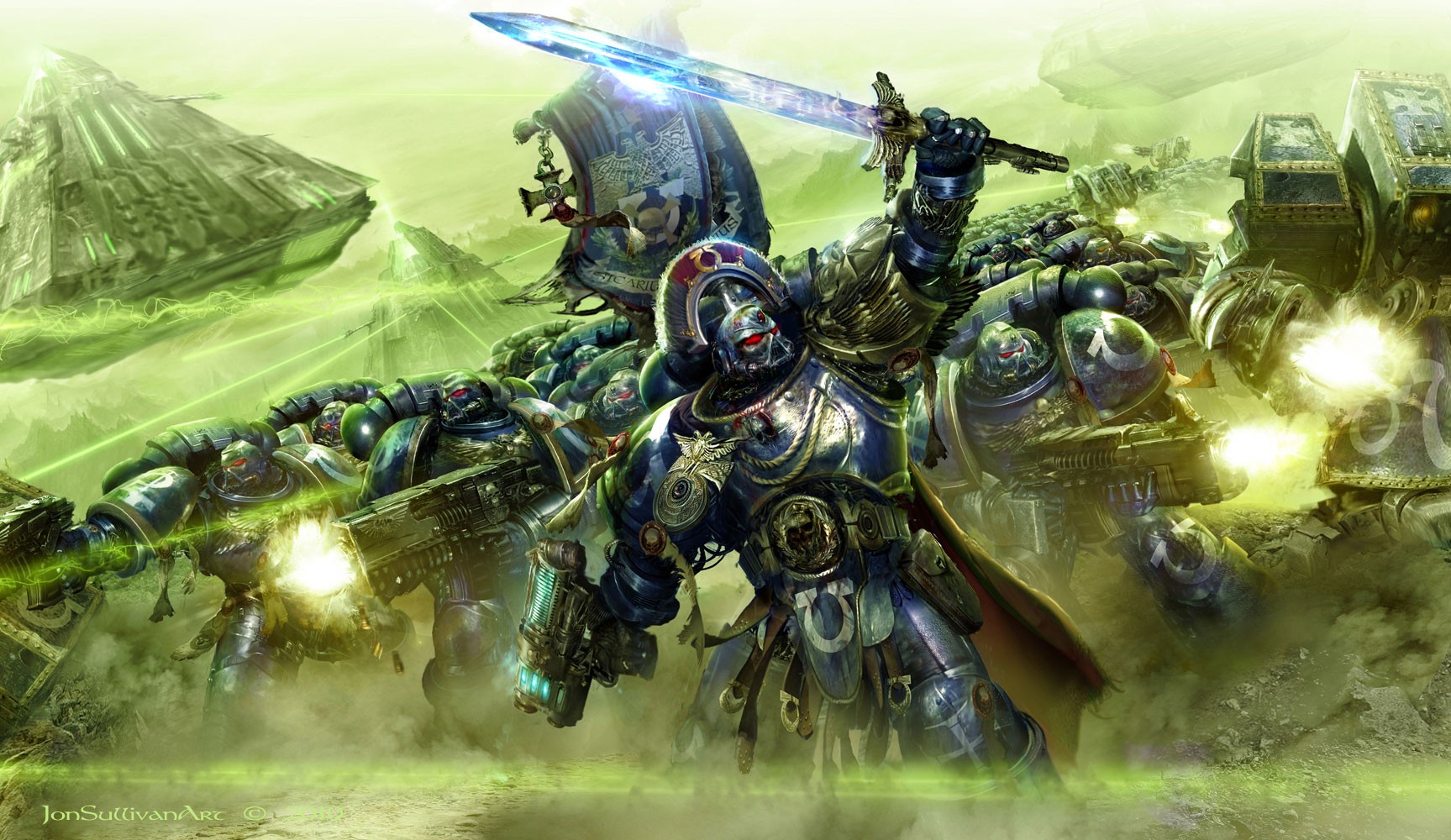 Ultramarines, Warhammer space marines, power armor, bolter, Commander, Dreadnought Gallery HD Wallpaper