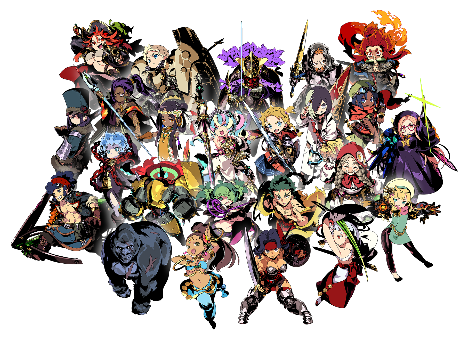 all the new class portraits from Etrian Odyssey Origins