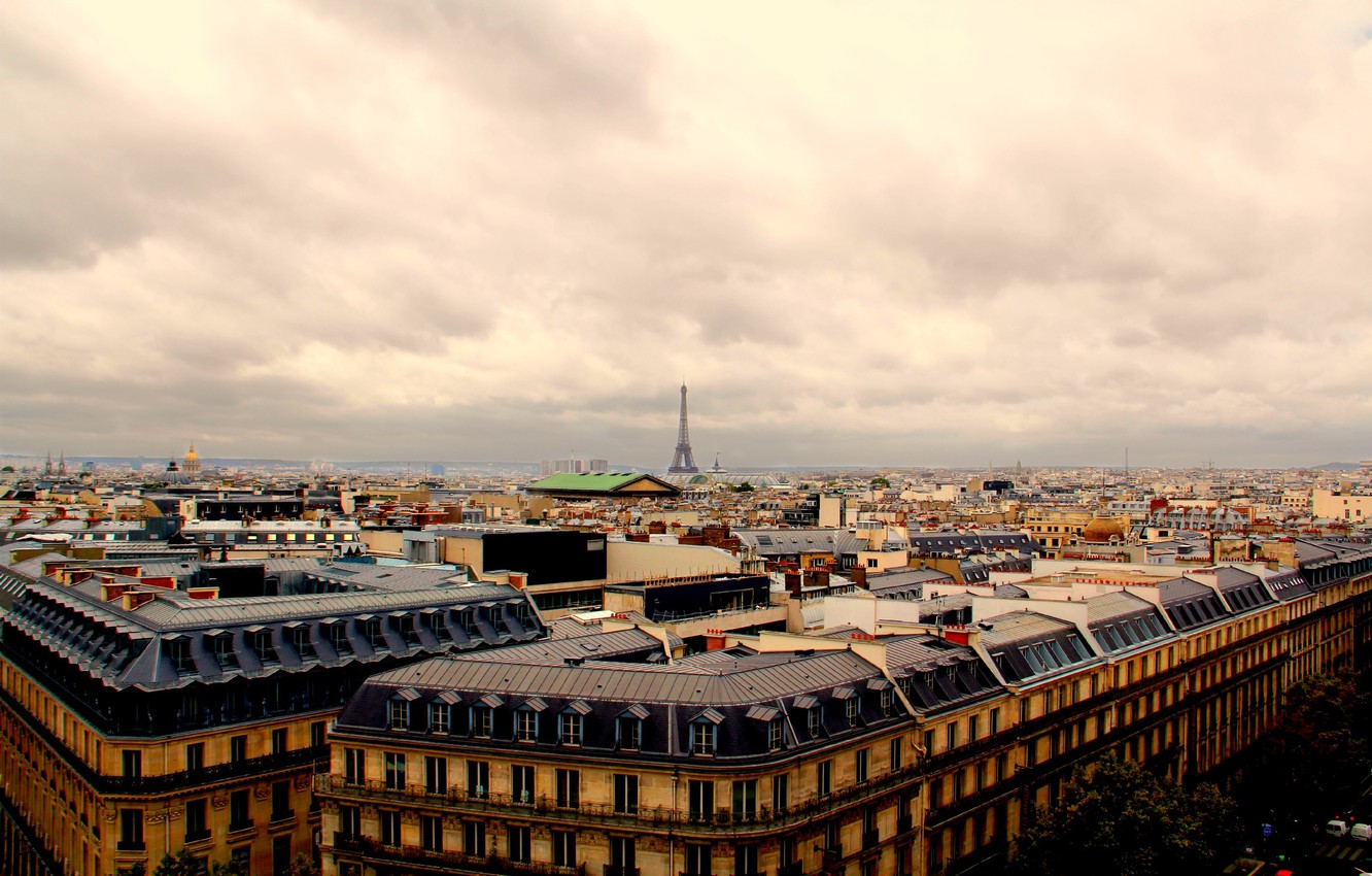 Wallpaper Paris, skyline, France, Eiffel Tower, roofs, skyview, rooftops image for desktop, section город