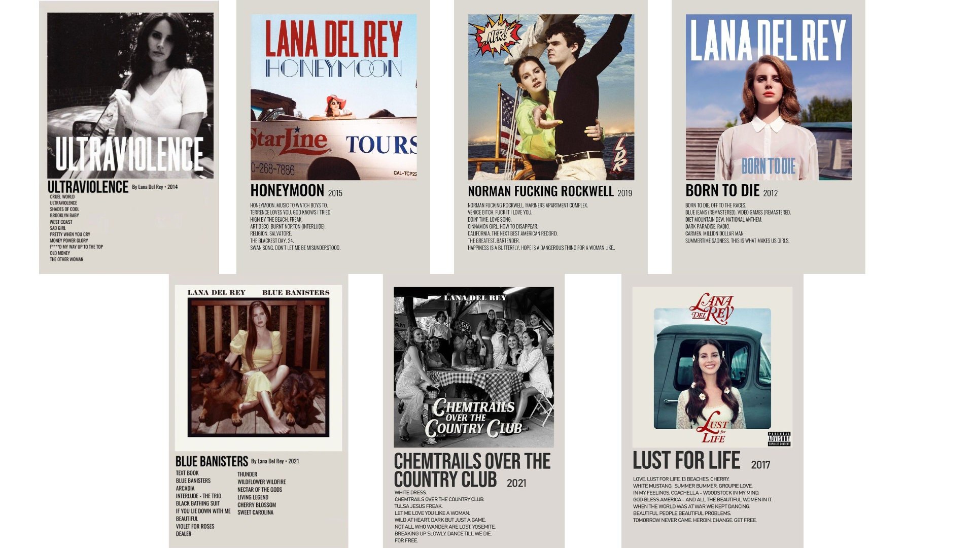 Lana Del Rey Minimalistic Album Poster / Minimalistic Album