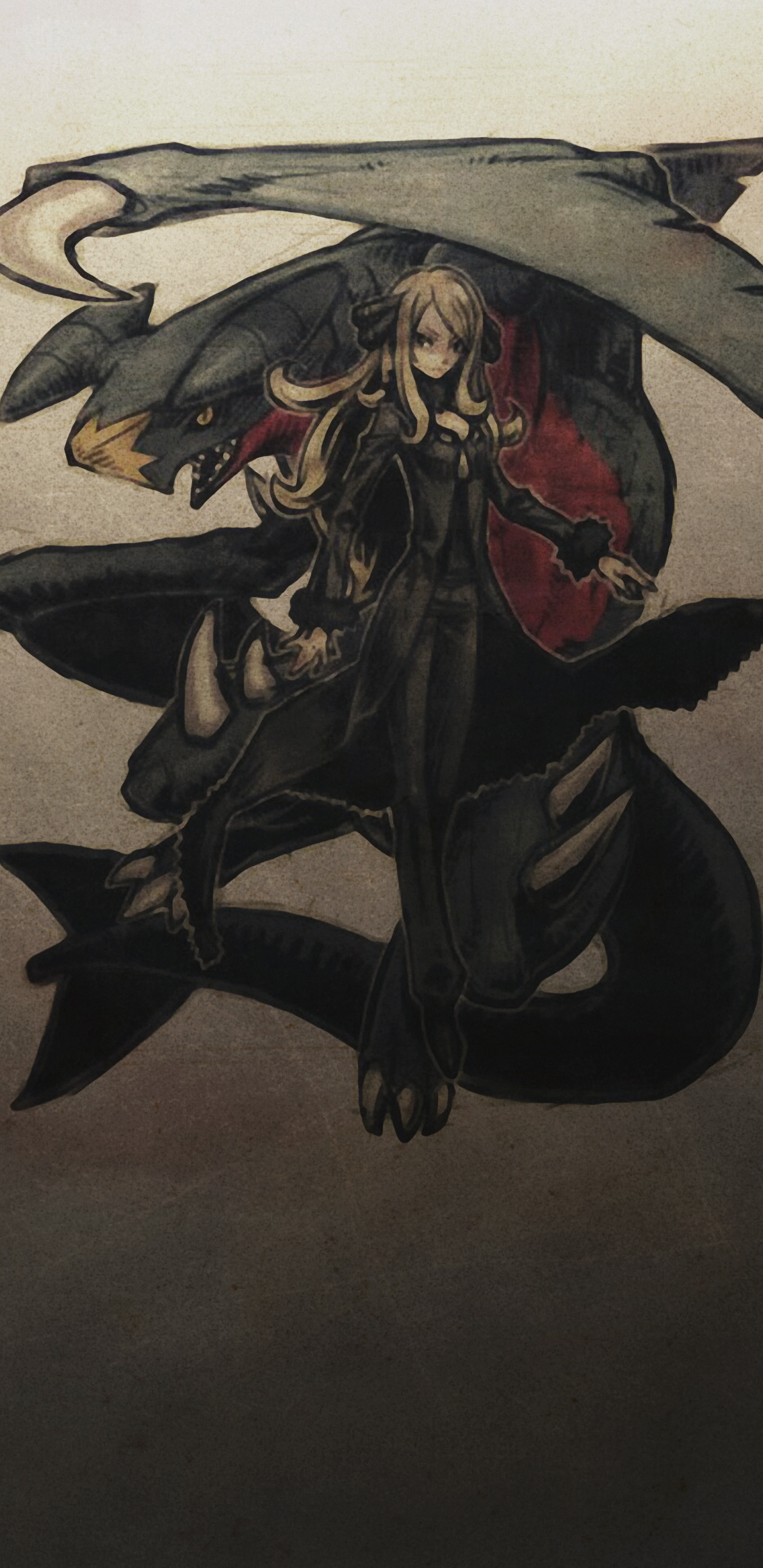 Wallpaper / Anime Pokémon Phone Wallpaper, Cynthia (Pokémon), Garchomp (Pokémon), 1440x2960 free download