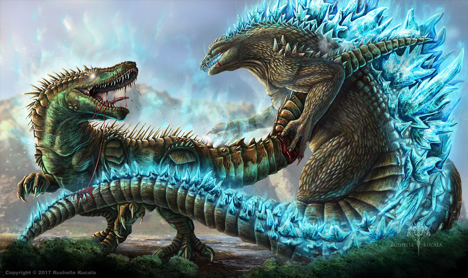 Godzilla VS. Atomic Rex. Godzilla wallpaper, All godzilla monsters, Godzilla vs