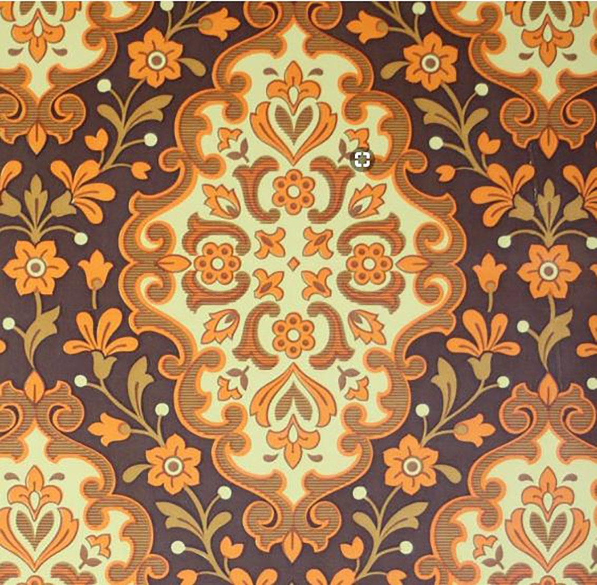 Original Sixties 70's Orange Paisley Vintage Wallpaper Mid