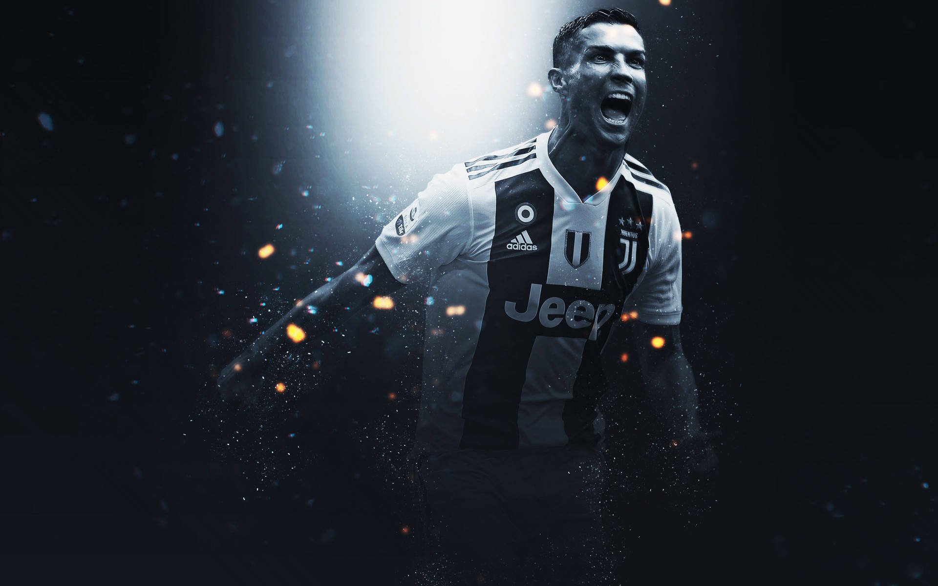 Download Juventus Cristiano Ronaldo Black Aesthetic Illustration Wallpaper