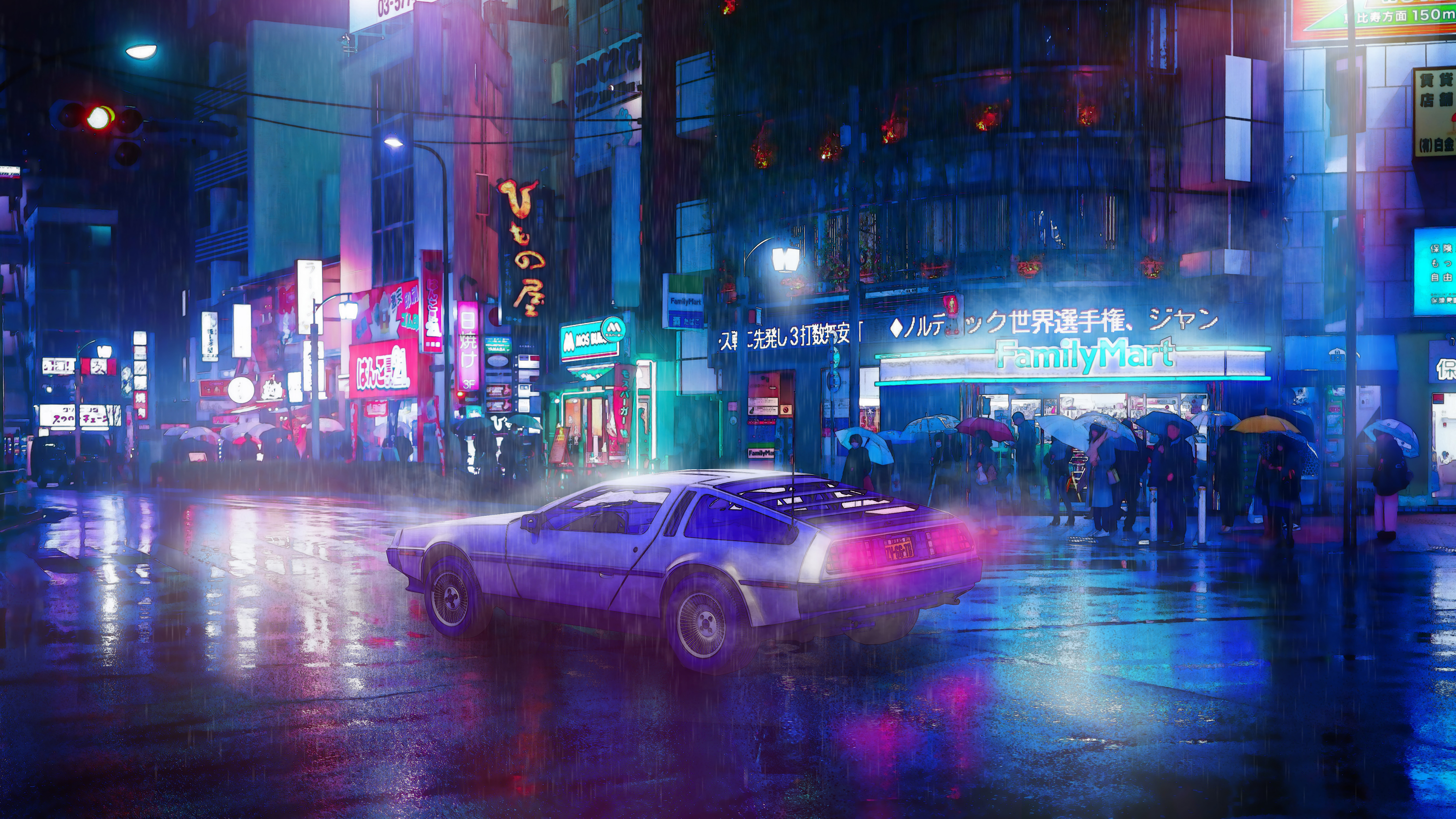 Cyberpunk, Car, Night, City, 8K Gallery HD Wallpaper