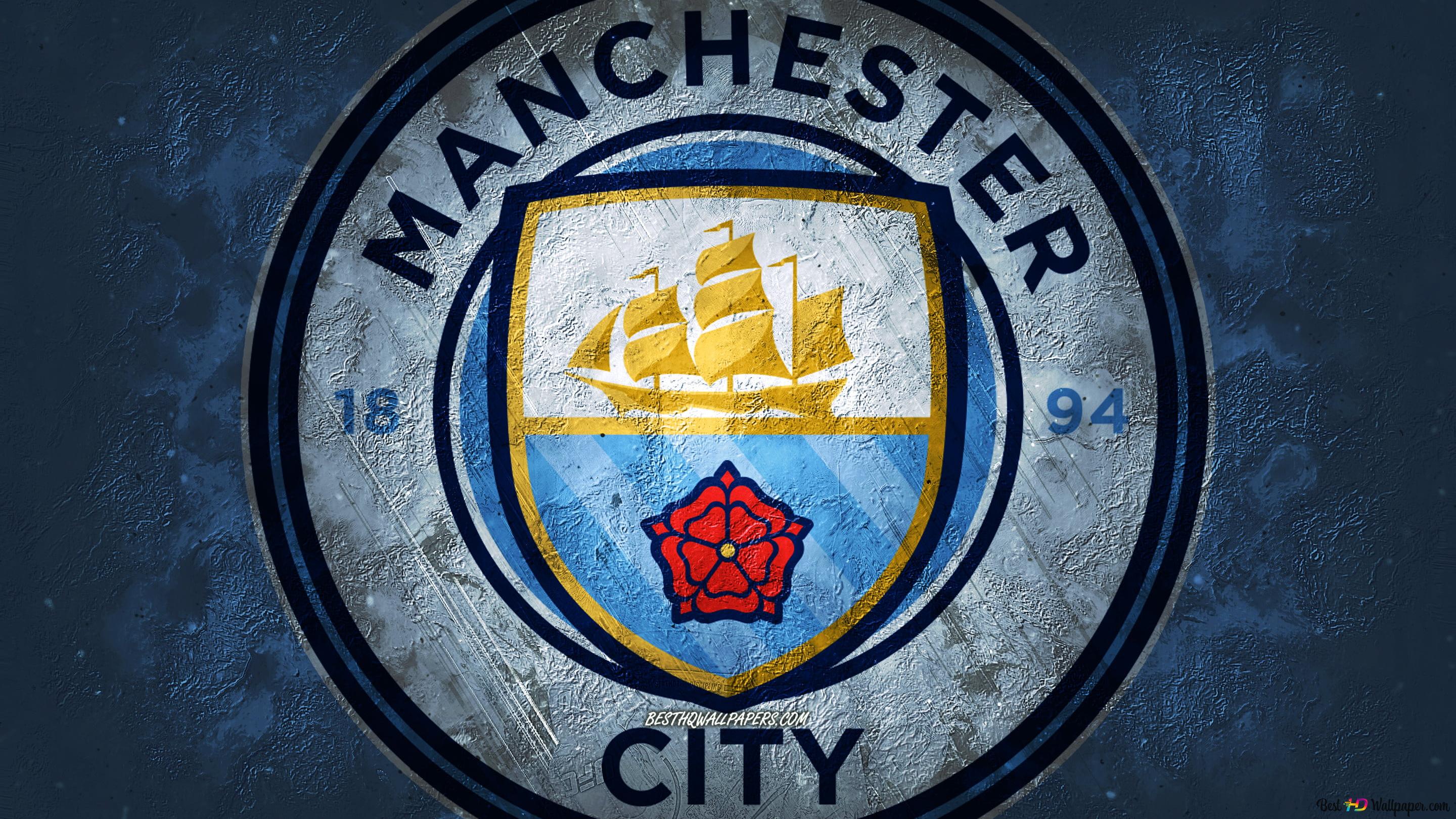 Premier league football club Manchester City FC logo 2K wallpaper download