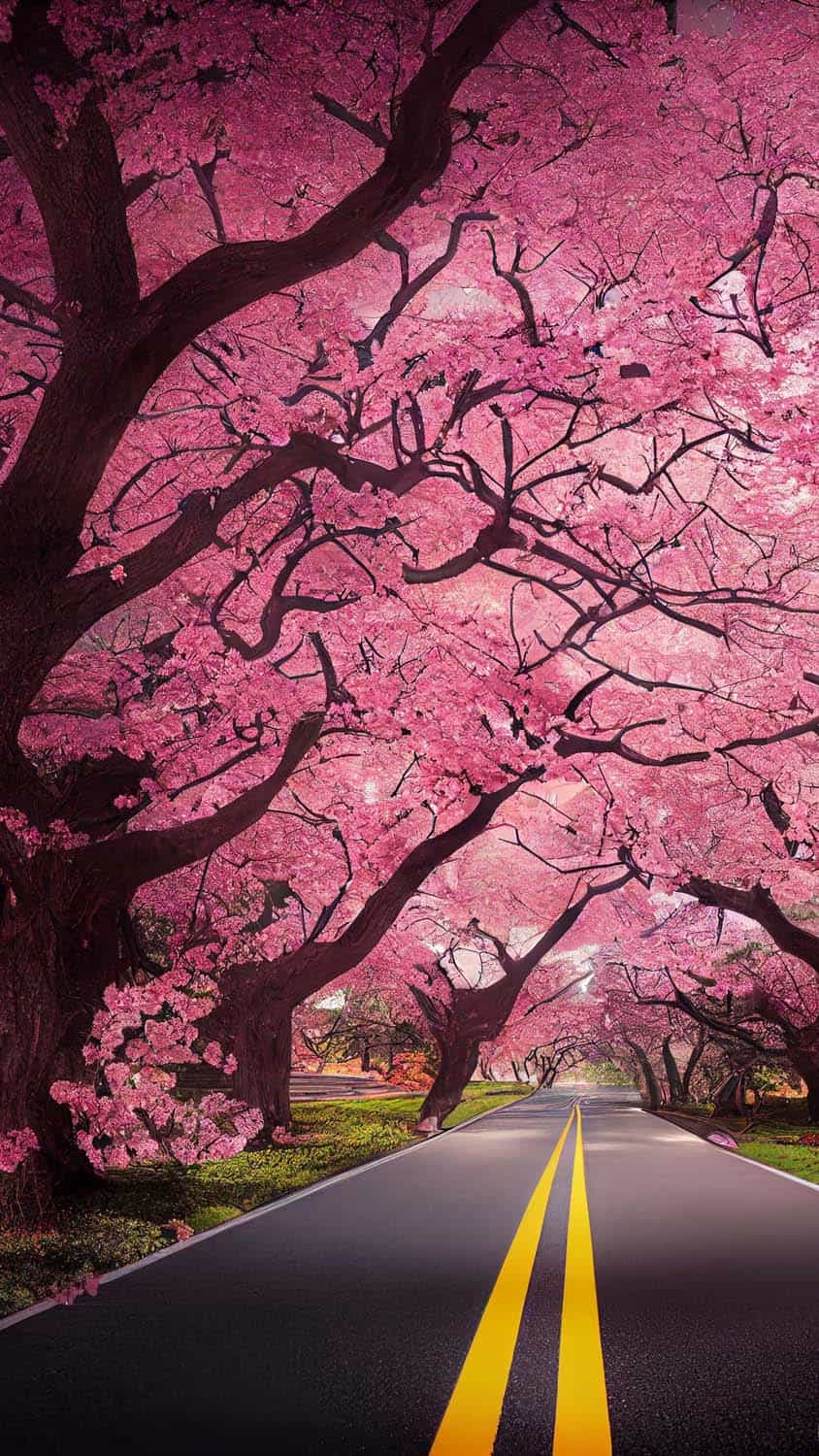 Cherry Blossom Road IPhone Wallpaper HD Wallpaper, iPhone Wallpaper