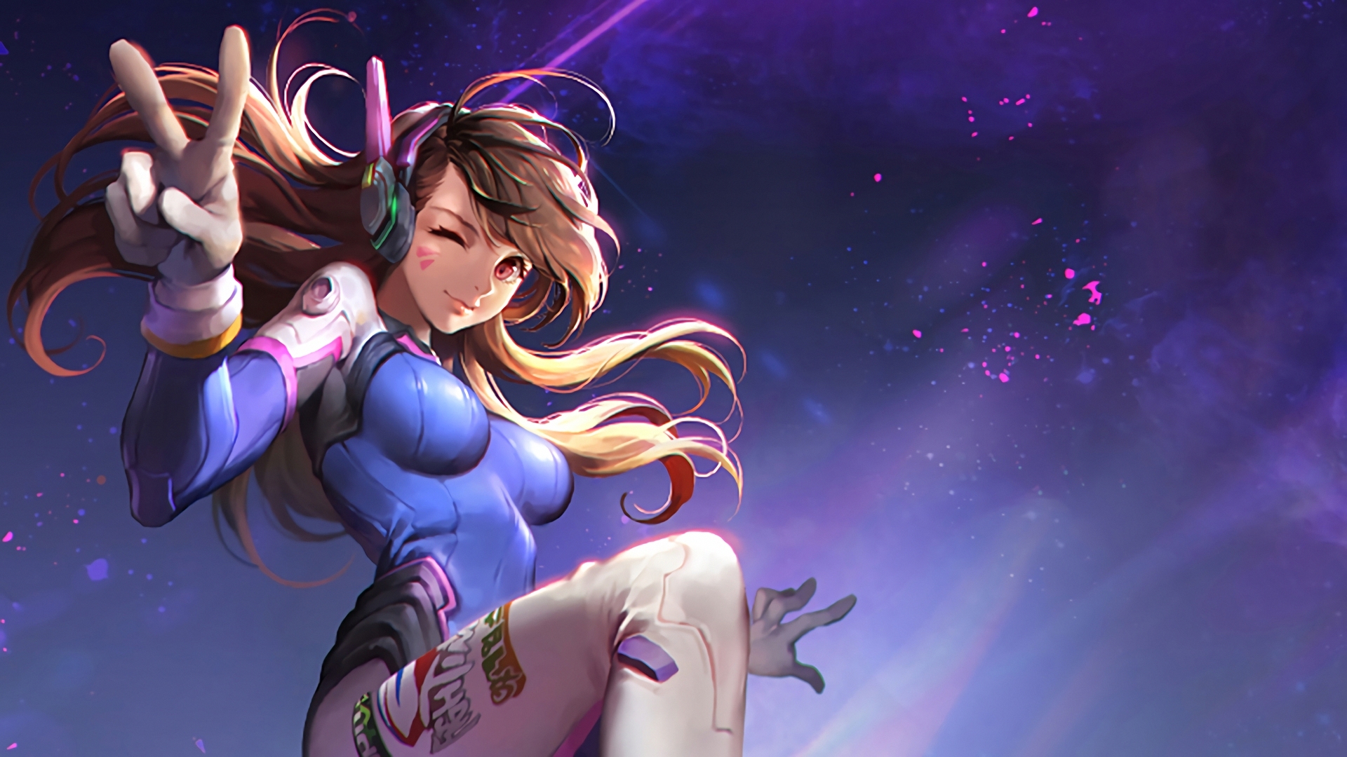 Wallpaper, 1920x1080 px, D Va Overwatch, digital art, tight clothing, video games 1920x1080