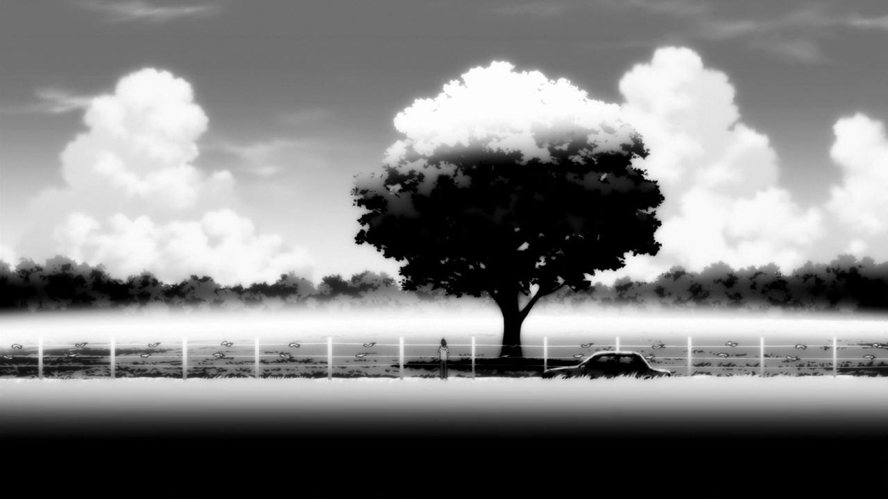 Black And White Anime Scenery Wallpaper