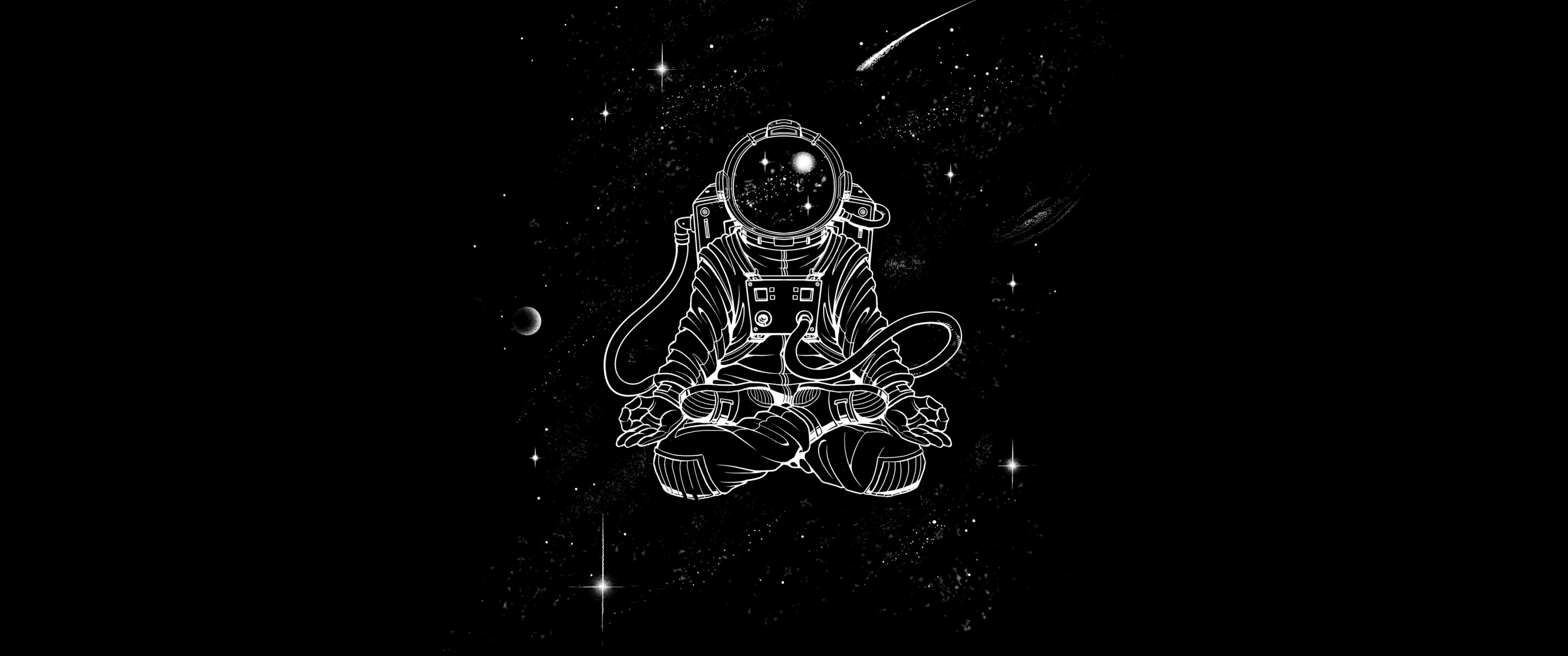 Astronaut Wallpaper 4K, Yoga, Meditation, Black Dark