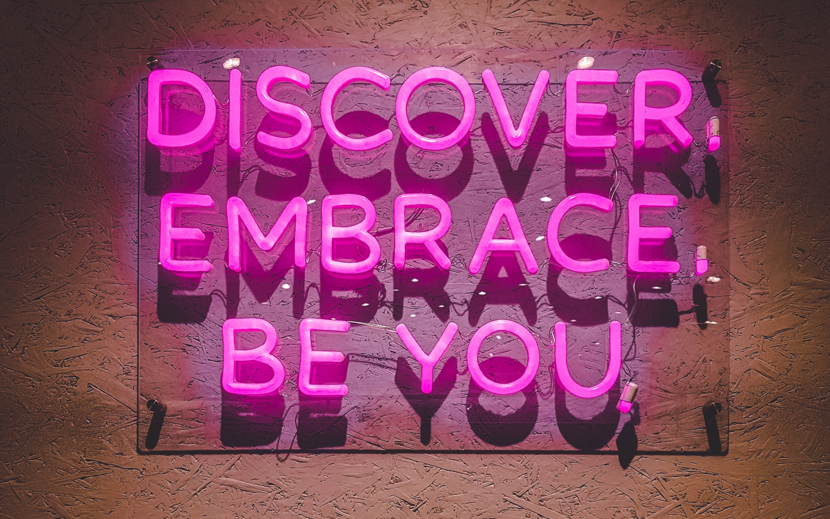 Discover Wallpaper 4K, Embrace, Be You, Pink, Neon
