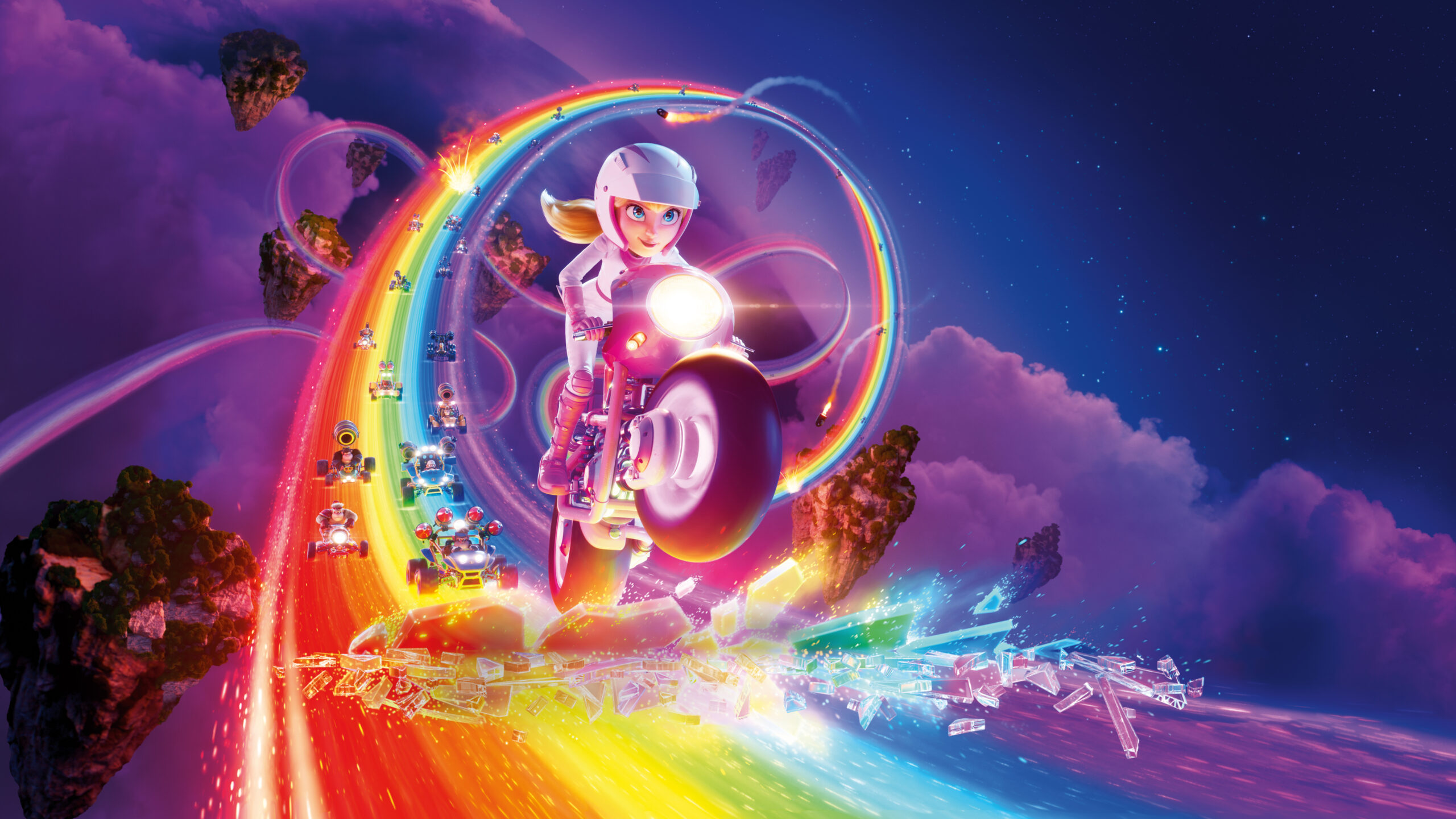 The Super Mario Bros Movie Princess Peach Mario Kart 4K Wallpaper