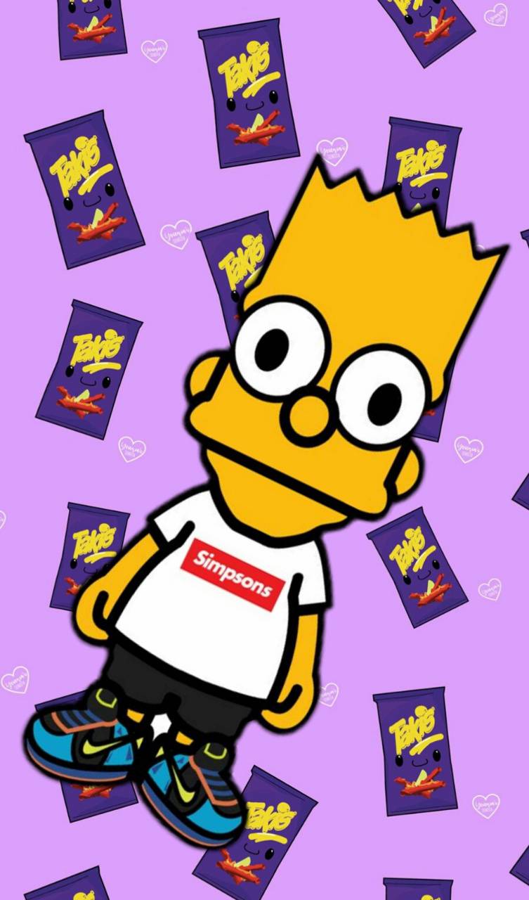 Download Bart Simpson Takis Red Supreme Wallpaper