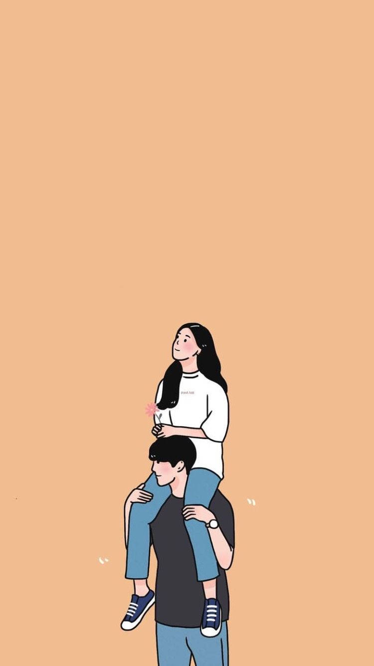 Download Boyfriend And Girlfriend Korean Style Drawing Wallpaper