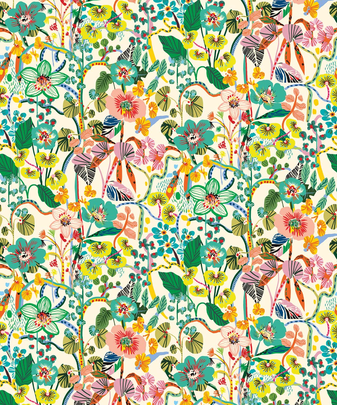 Jardin Aux Mille Fleurs Wallpaper, Colourful Fun Wallpaper