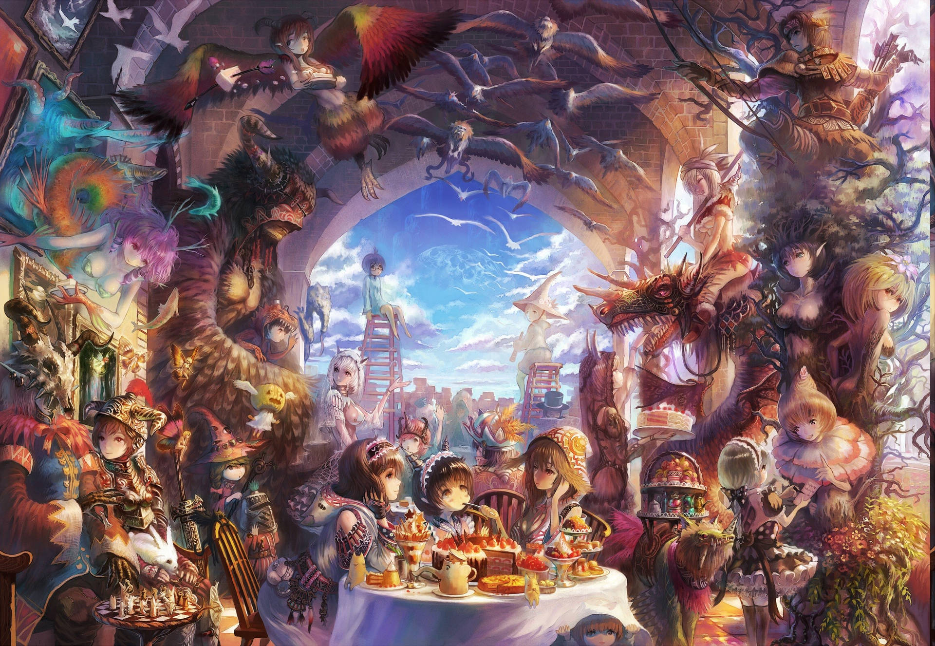 Download Thorough Maximalist Tea Party Wallpaper