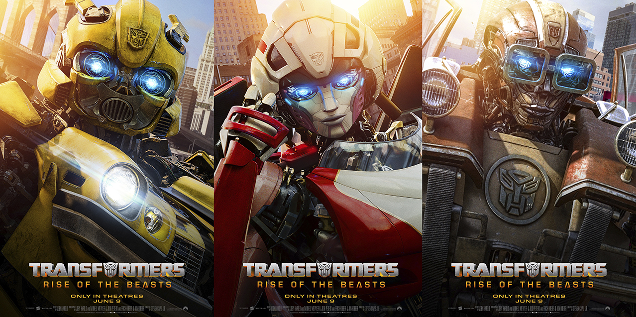 New Transformers: Rise of the Beasts Character Posters for Arcee, Wheeljack and Bumblebee