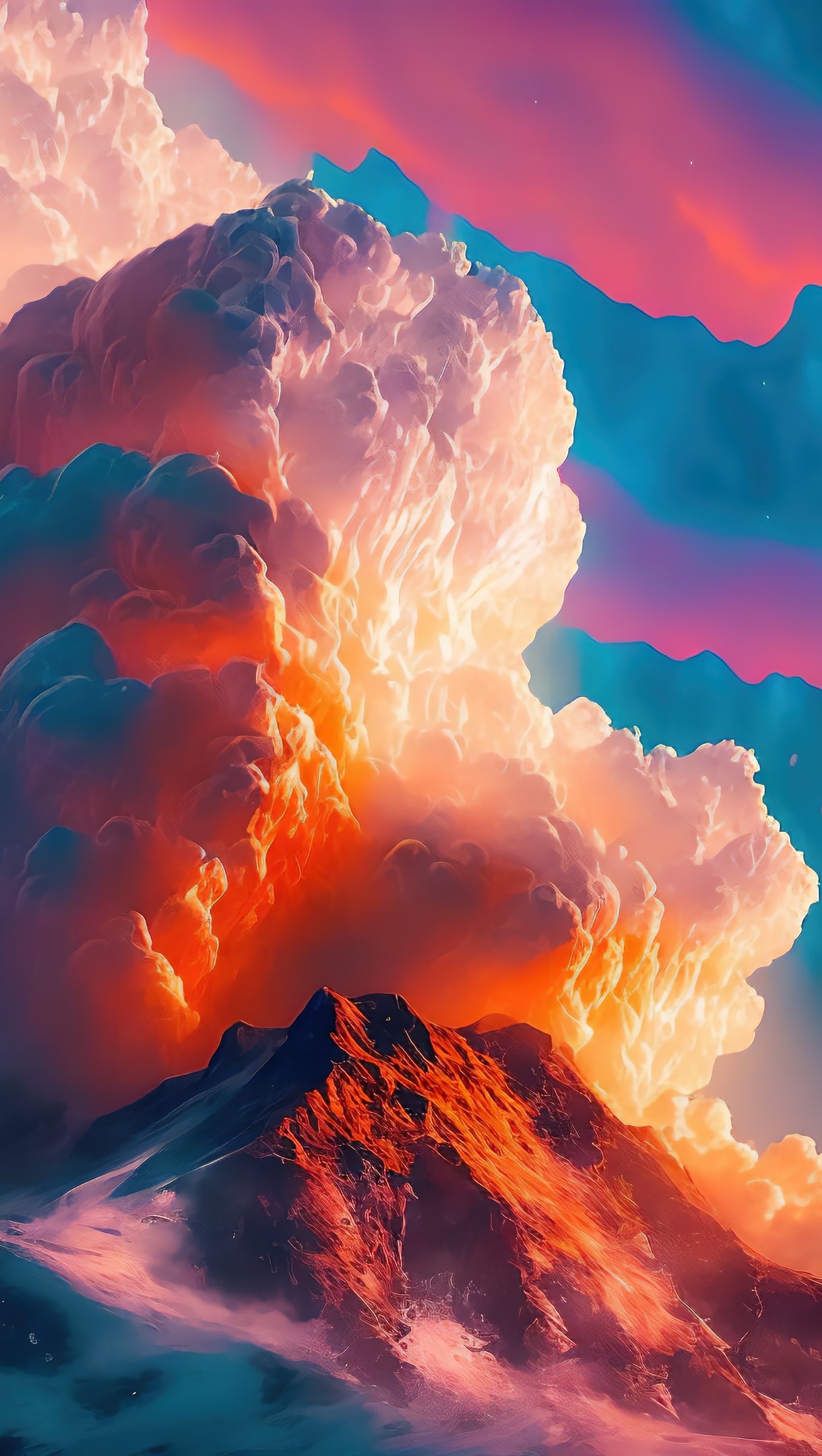 Colorful clouds over mountain Digital Art Wallpaper 4k Ultra HD