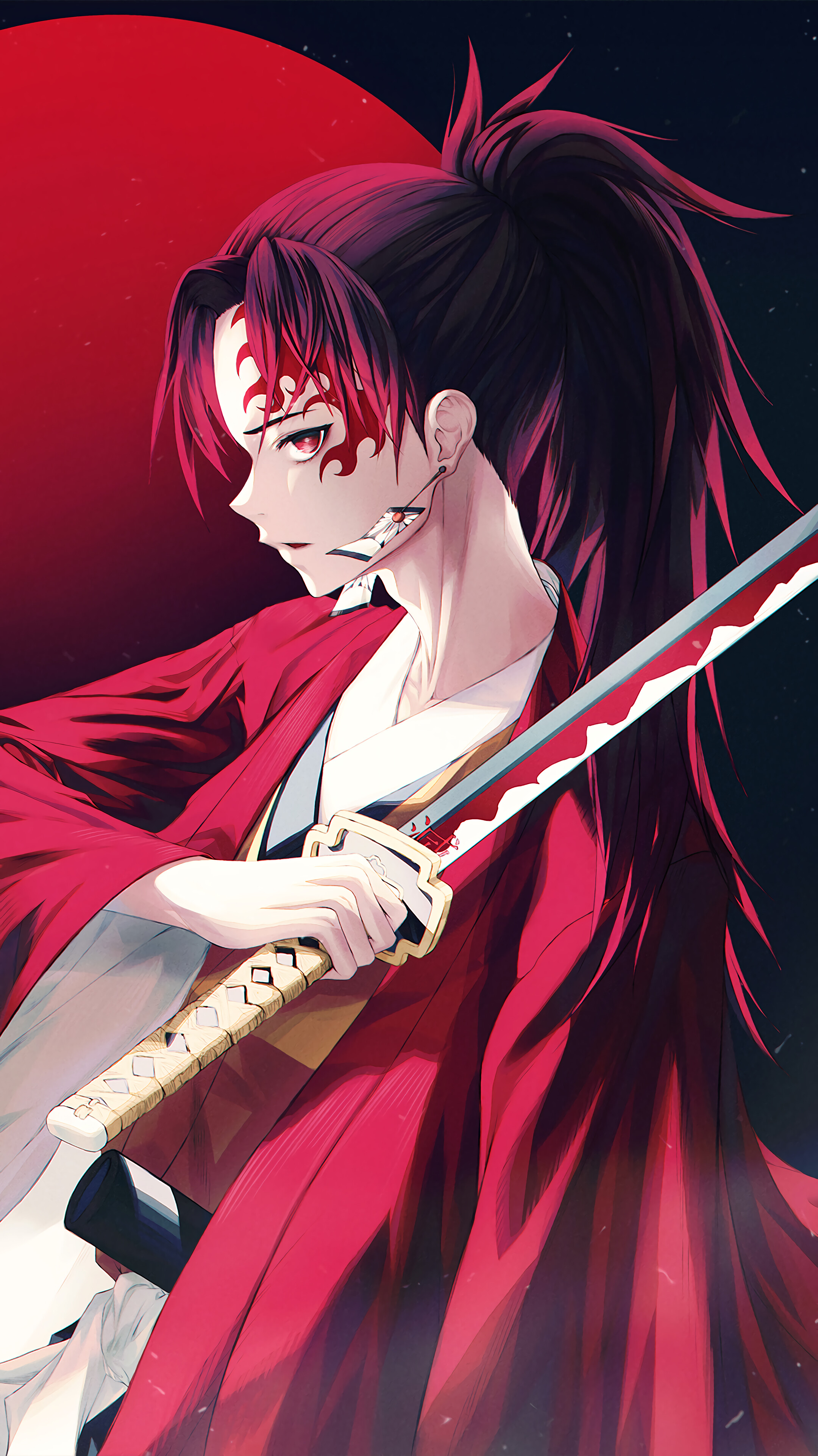 Yoriichi Tsugikuni, Katana, Samurai, Kimetsu no Yaiba, 4k Gallery HD Wallpaper
