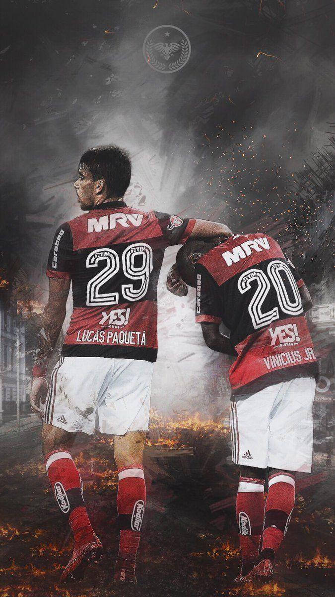 Download Teammates Lucas Paquetá And Vini Jr. Wallpaper