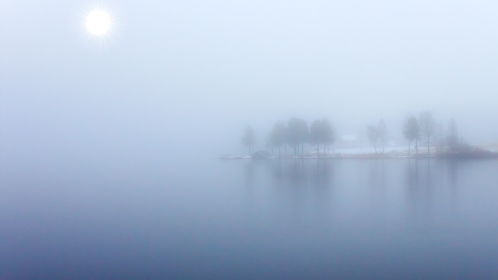 HD Foggy Blue Lake View Gallery HD Wallpaper