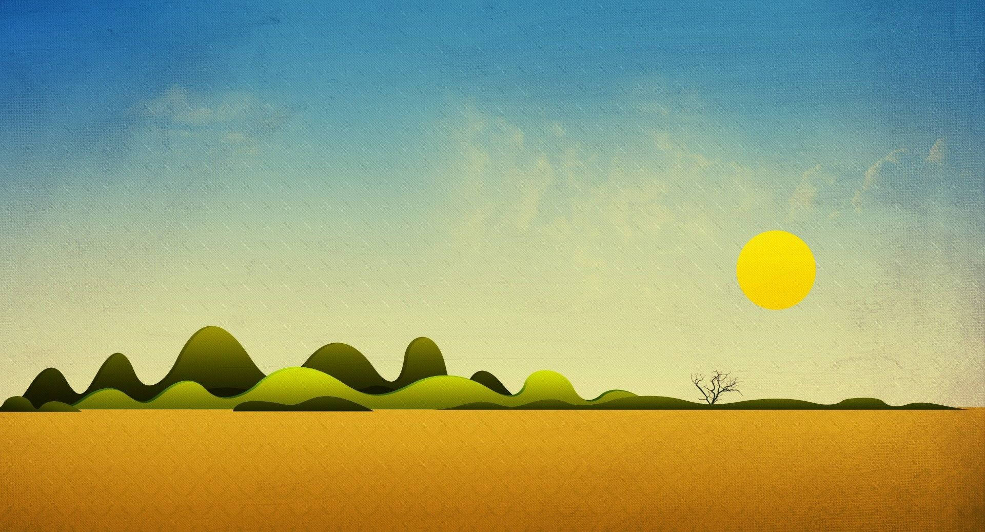 Download Simple HD Sun In Desert Wallpaper