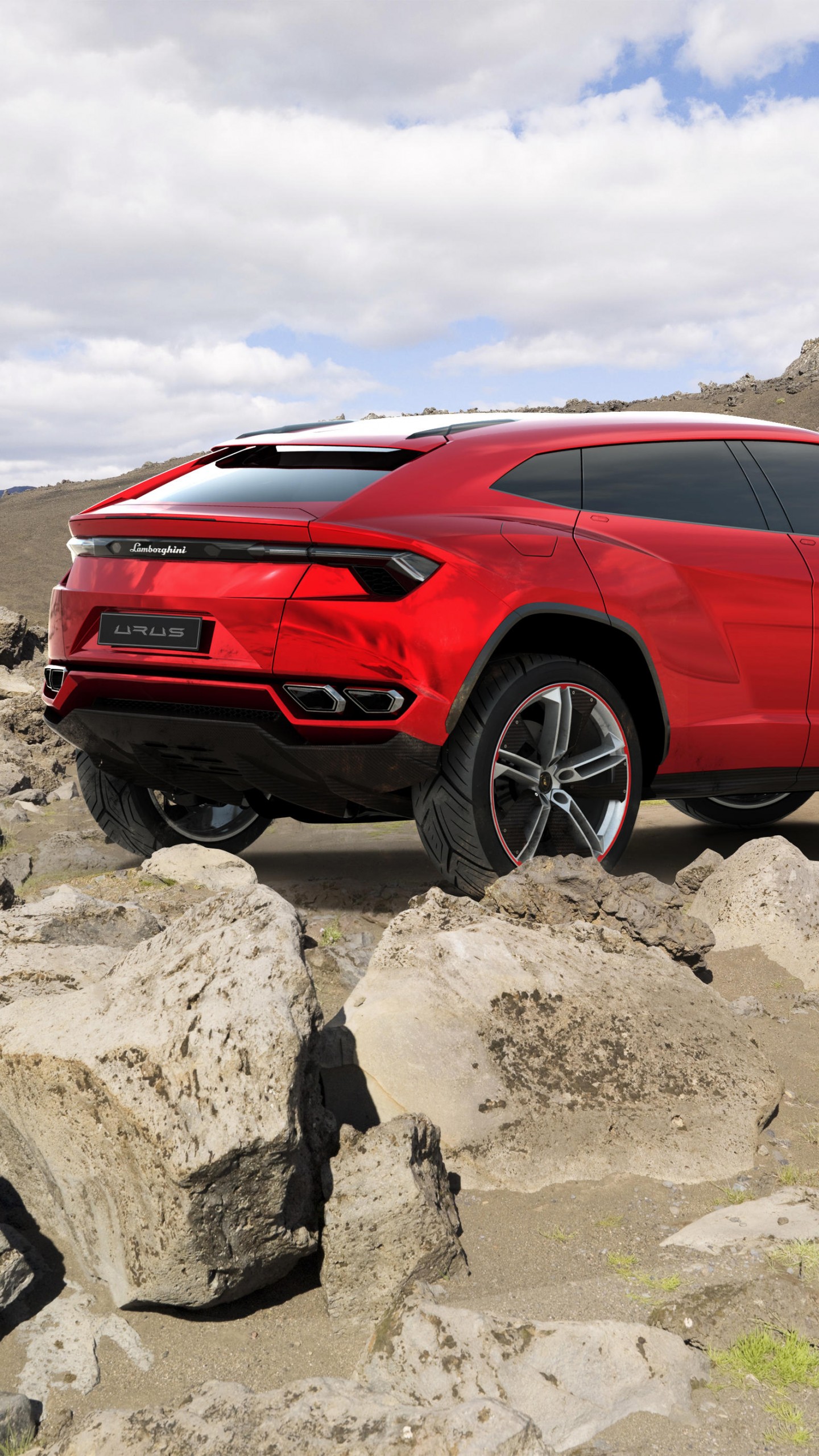 Wallpaper Lamborghini Urus, concept, Lamborghini, supercar, SUV, crossover, carbon, red, back, Cars & Bikes