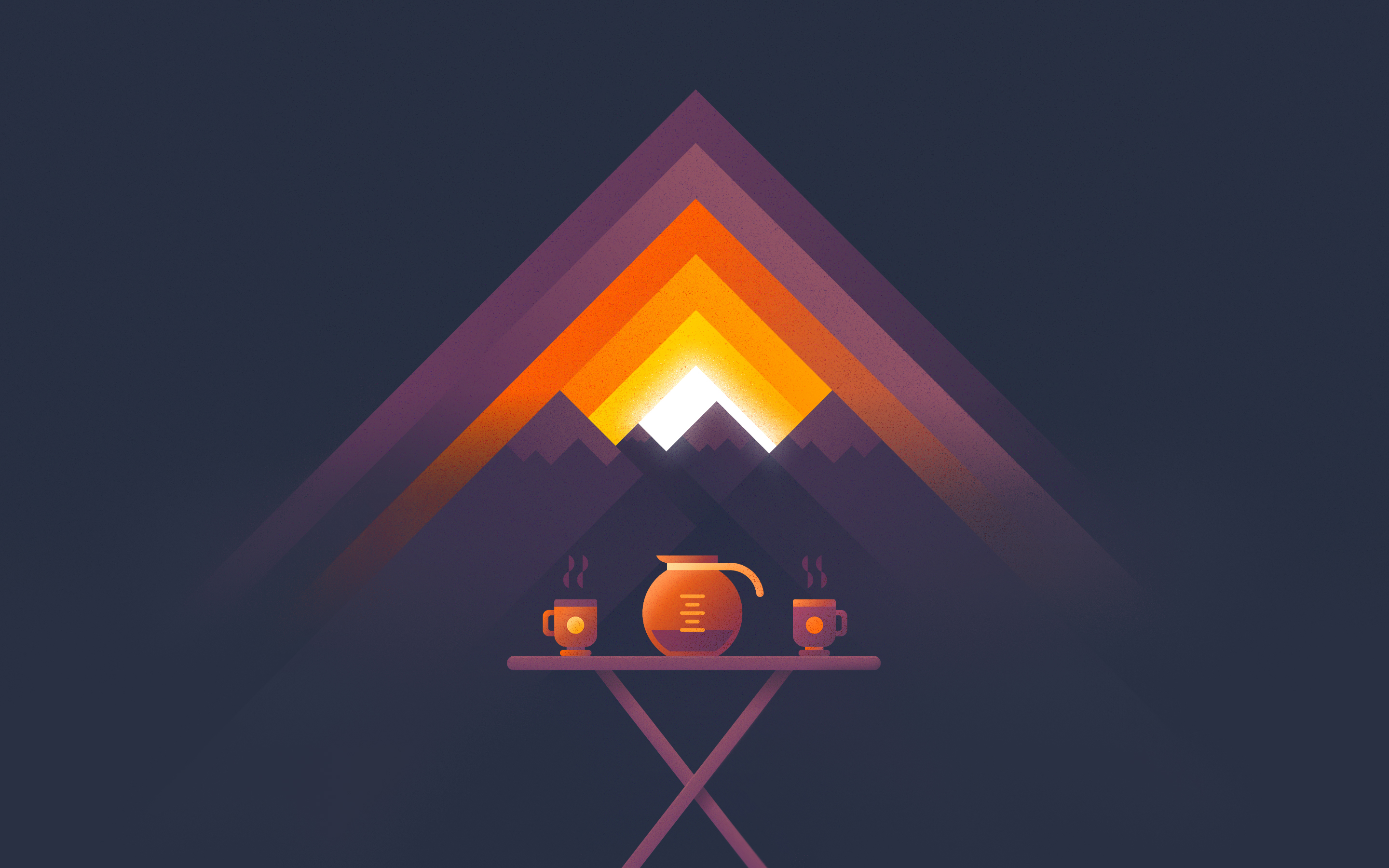 Illustration, Sunset, Coffee break Gallery HD Wallpaper