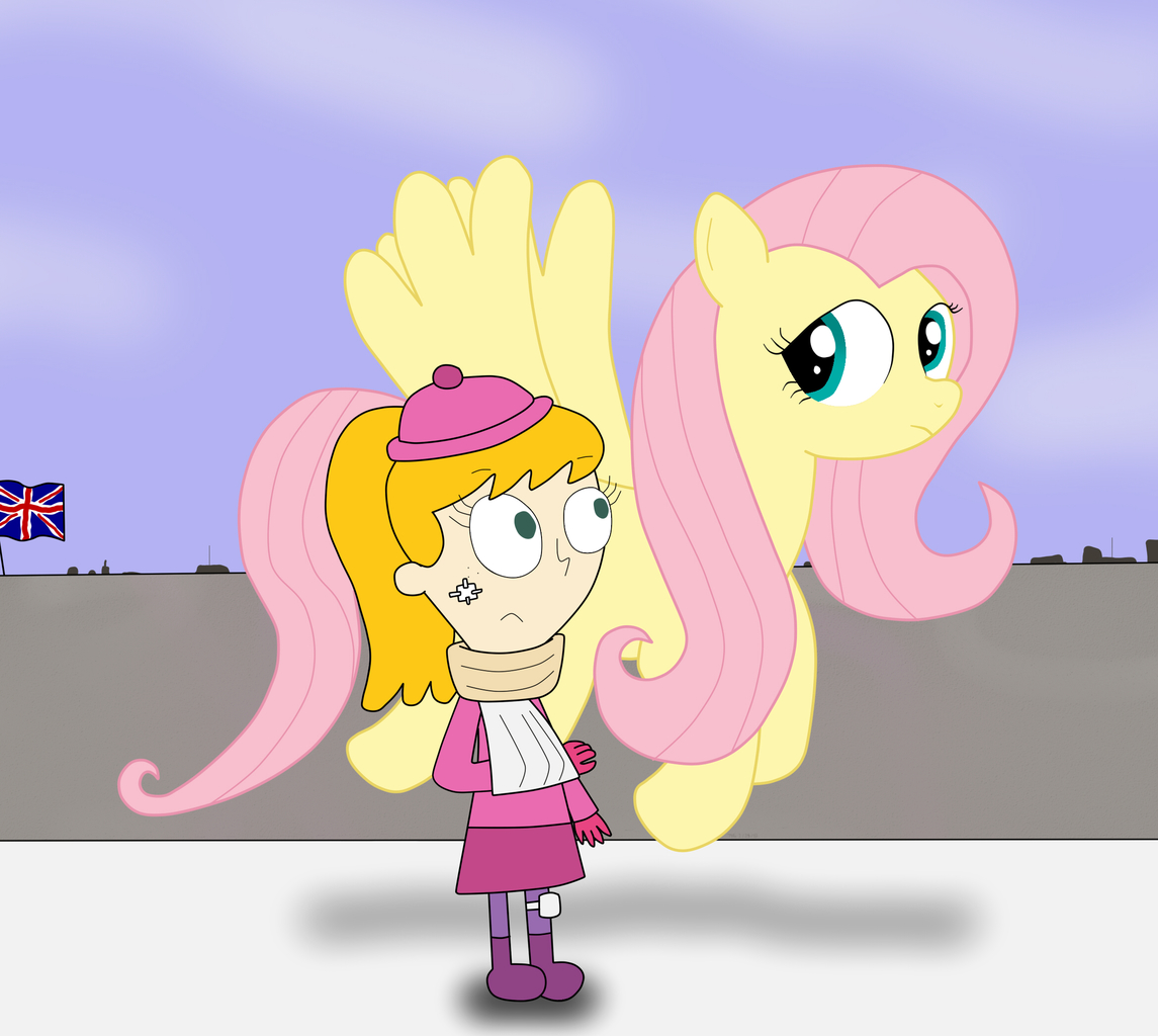 safe, artist:04startycornonline88, fluttershy, human, pegasus, pony, crossover, fiona munson, kid vs kat