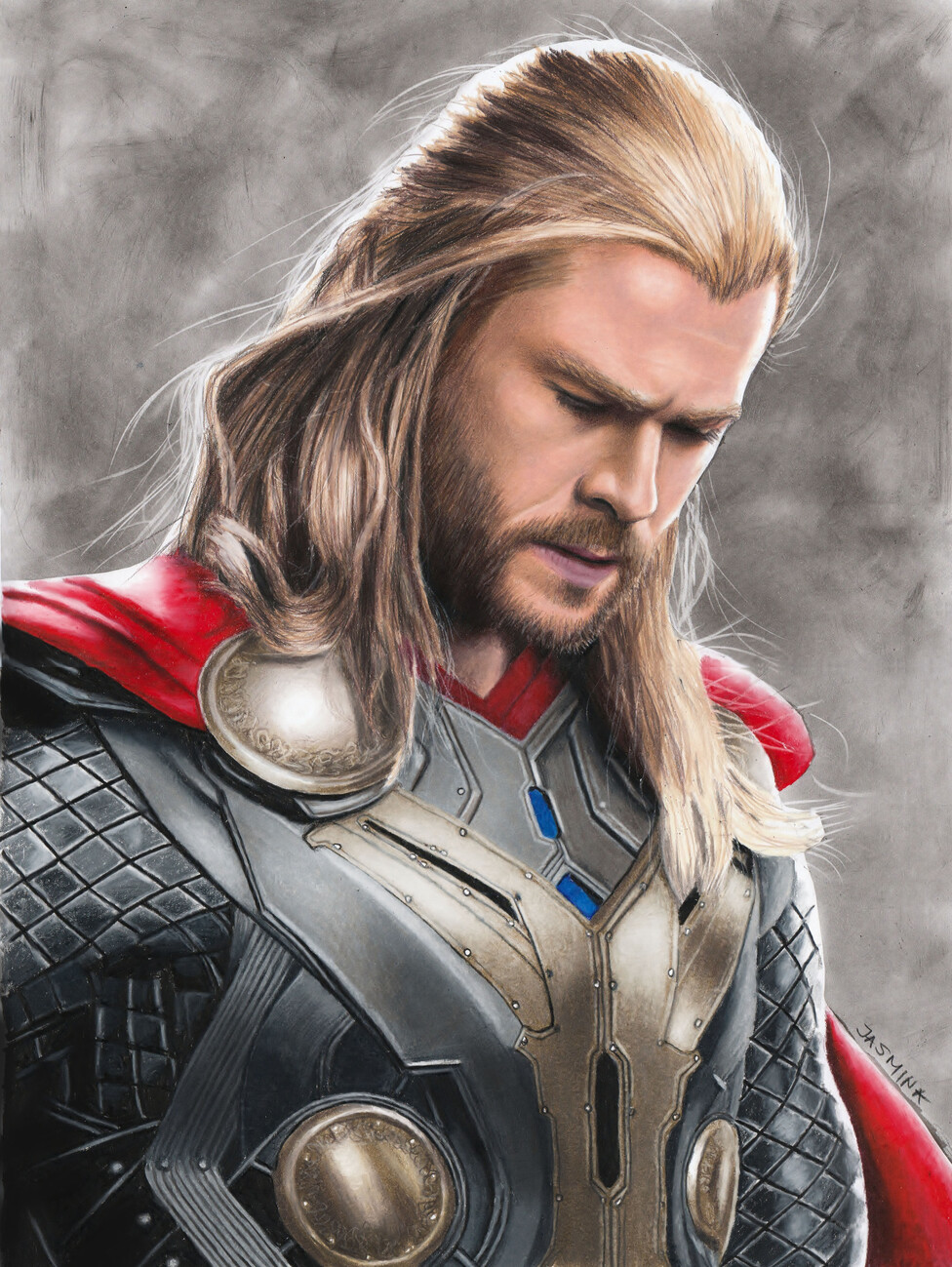 Thor Fanart Colored Pencil Drawing Wall Mural