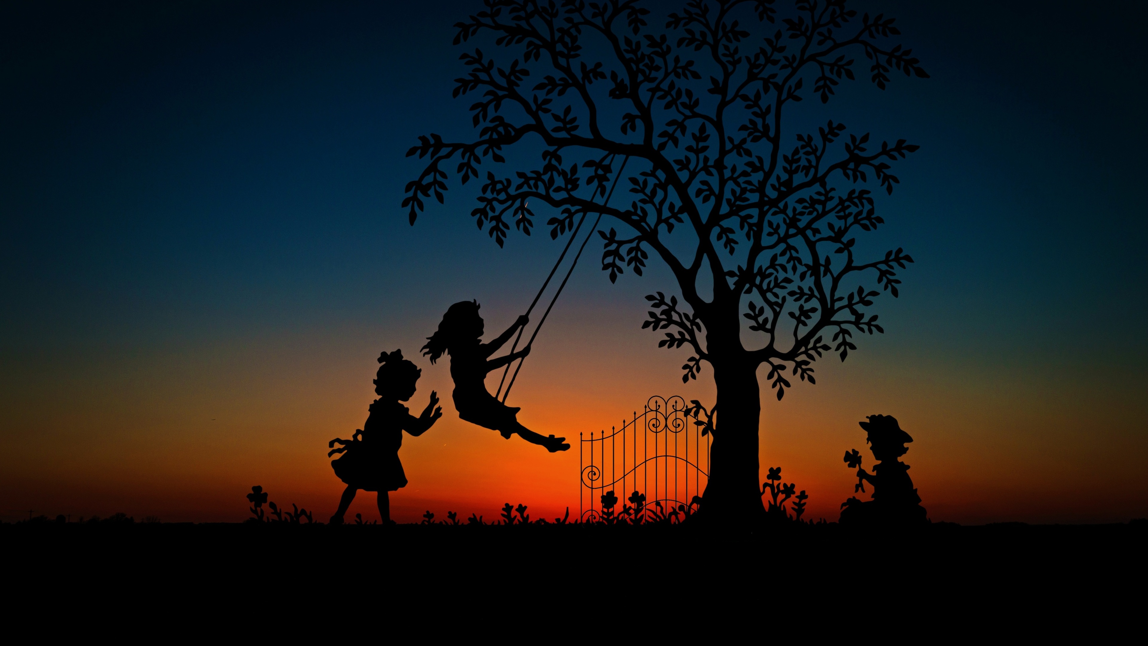Wallpaper 4k Children Play Swing Evening Sky 4k Wallpaper