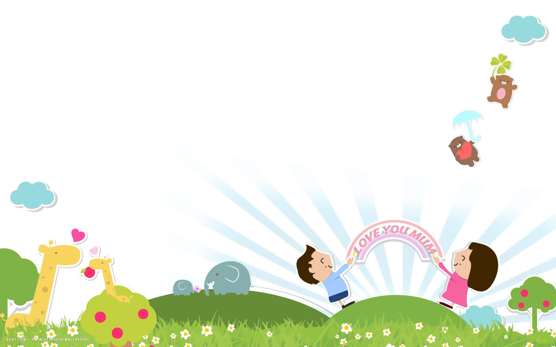 Free download mothers day love you mum kids animals flowers vector art holiday [1920x1200] for your Desktop, Mobile & Tablet. Explore Mother's Day Art Wallpaper. Free Mothers Day Wallpaper