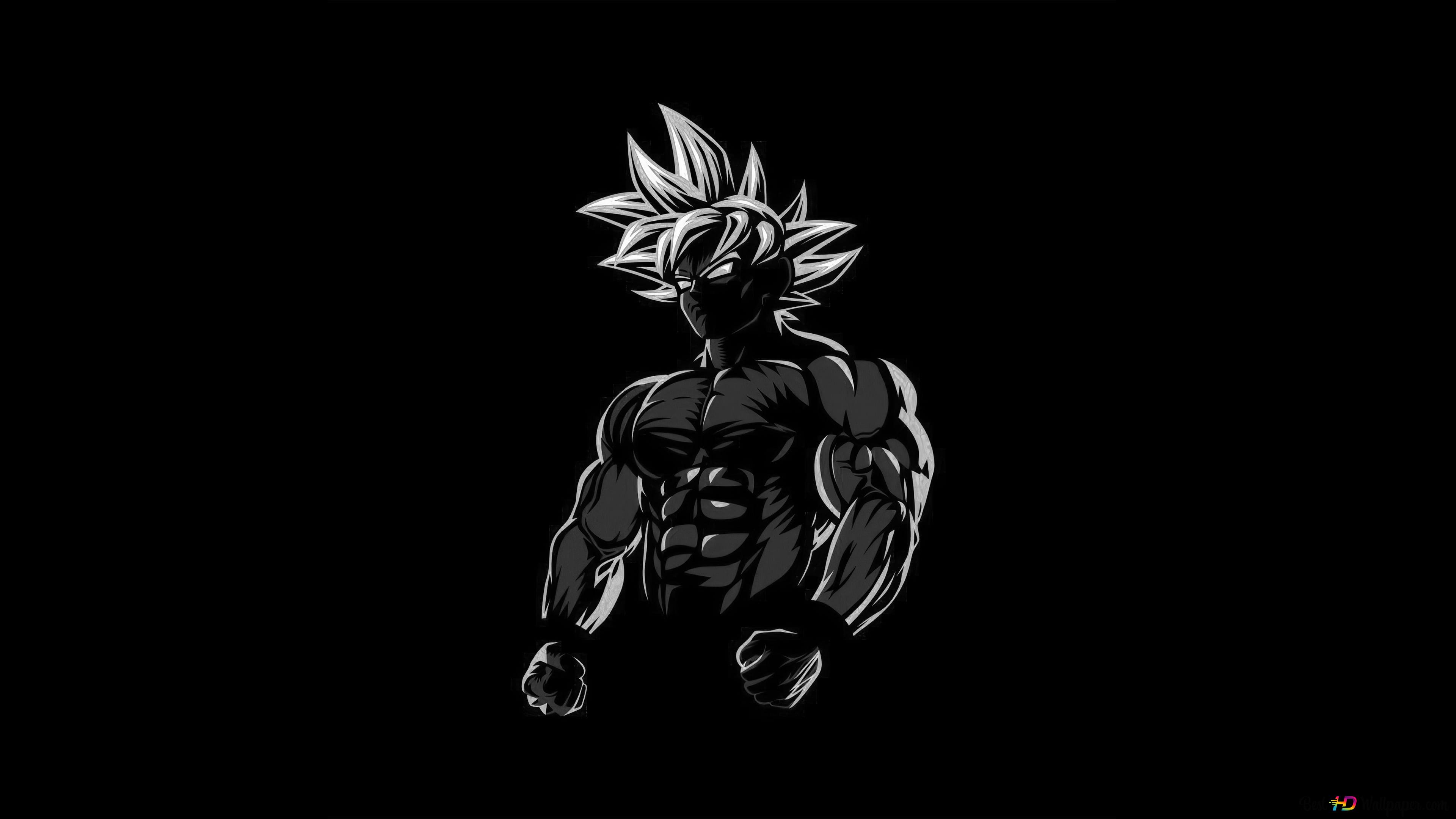 Black and white view of Dragon ball character Son Goku 4K wallpaper download