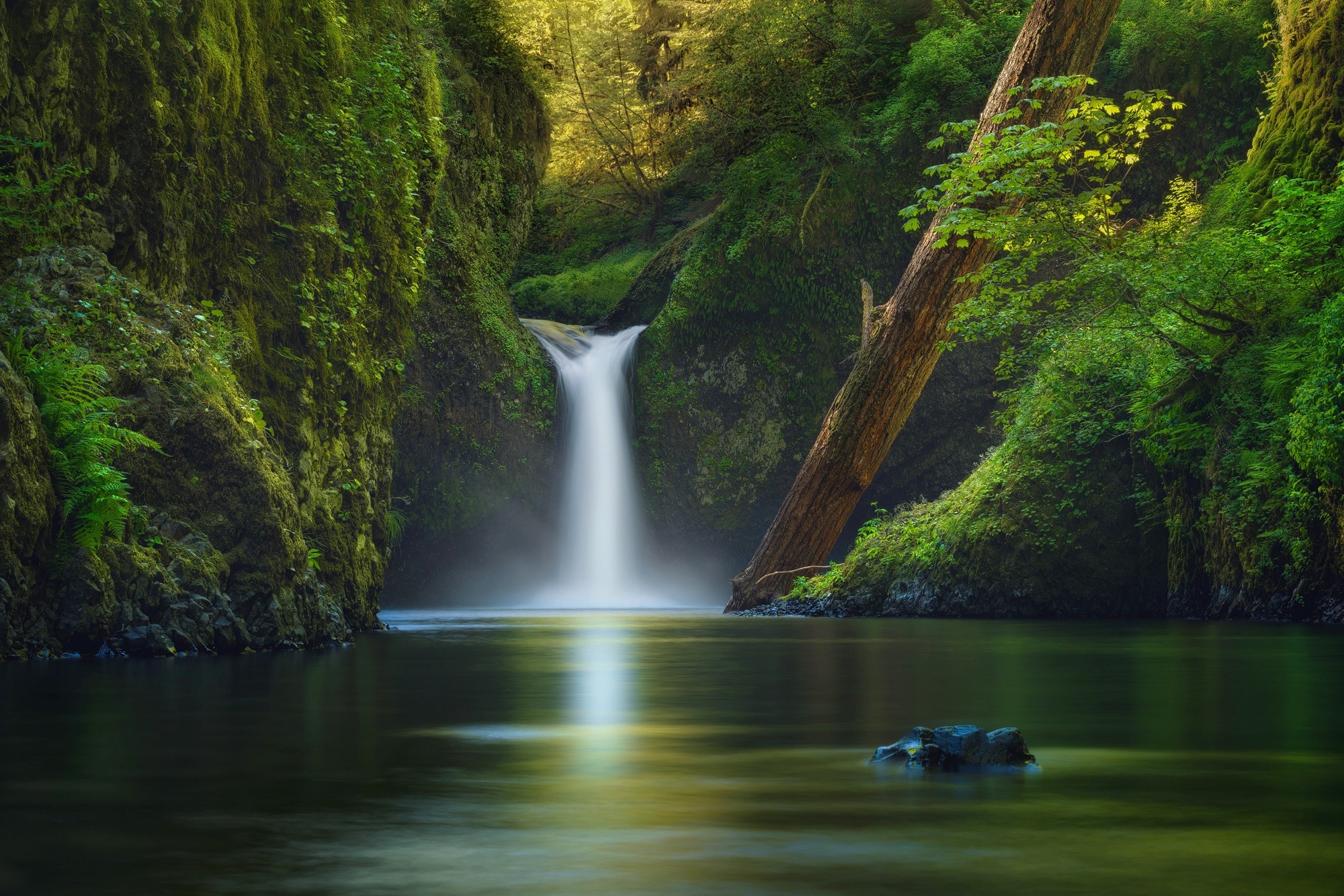 Wallpaper, water, green, nature, waterfall 2000x1333