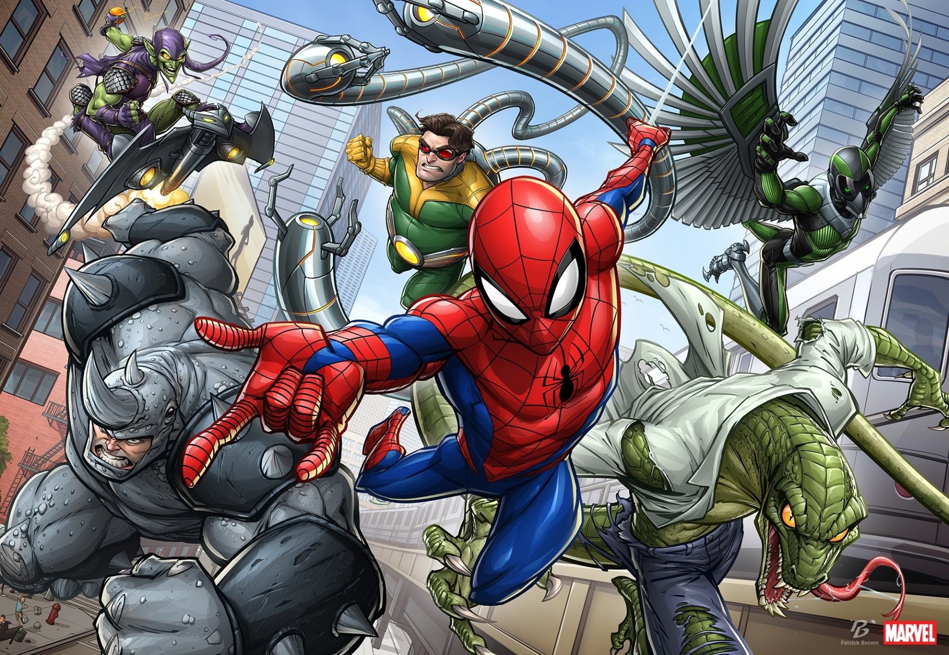 Wallpaper / 1080P, Green Goblin, Rhino (Marvel Comics), Spider- Man, Marvel Comics, Doctor Octopus free download
