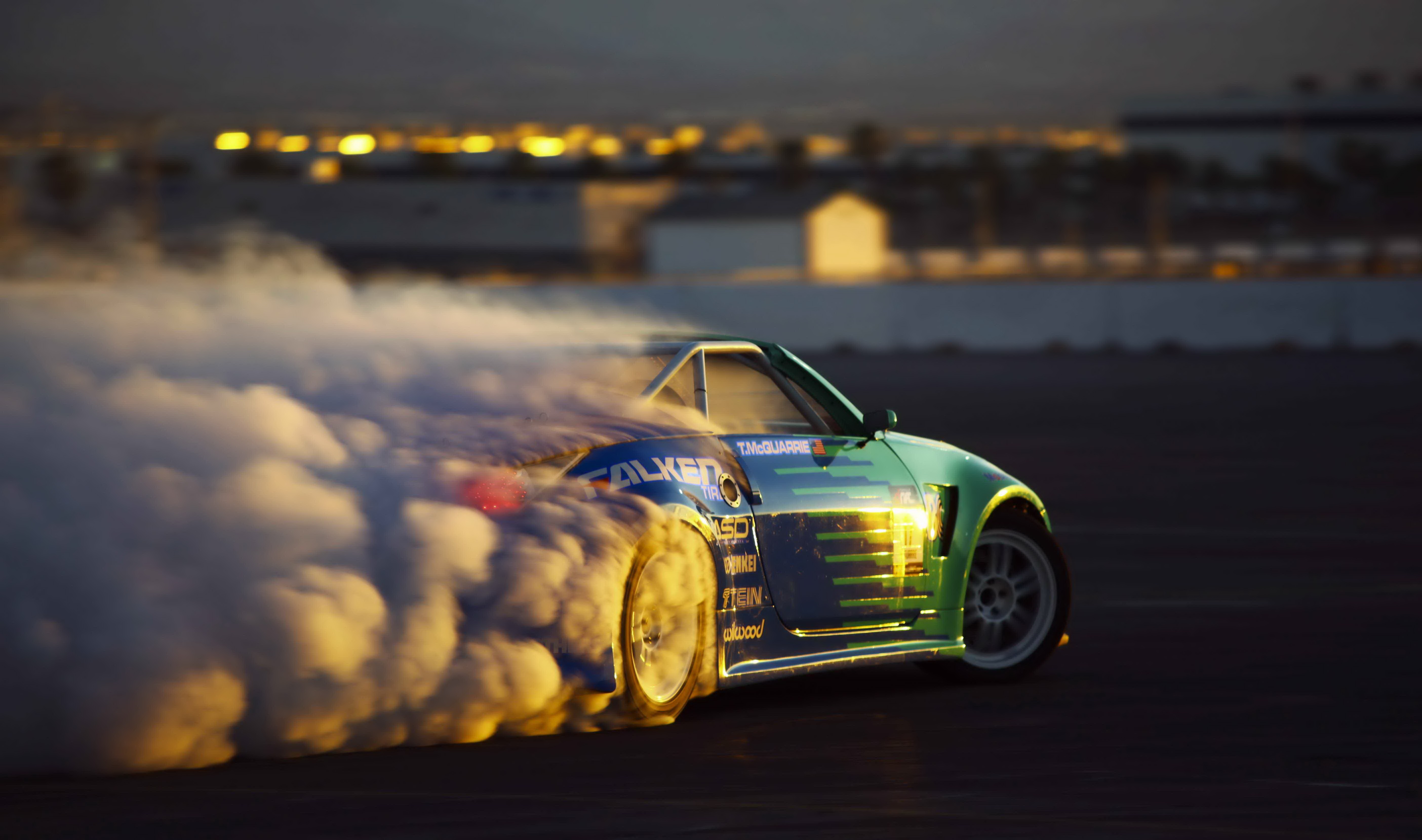Wallpaper, race cars, smoke, Drifting, sports car, drift, driving, performance car, supercar, land vehicle, automotive design, automobile make, race track, auto racing 5616x3318