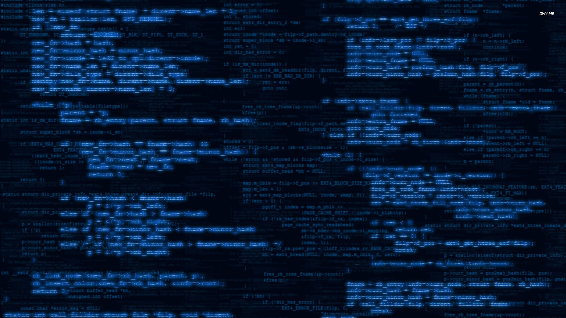 Wallpaper / programming language, web development, code, programming, computer, blue, blue background, blurred, glowing free download