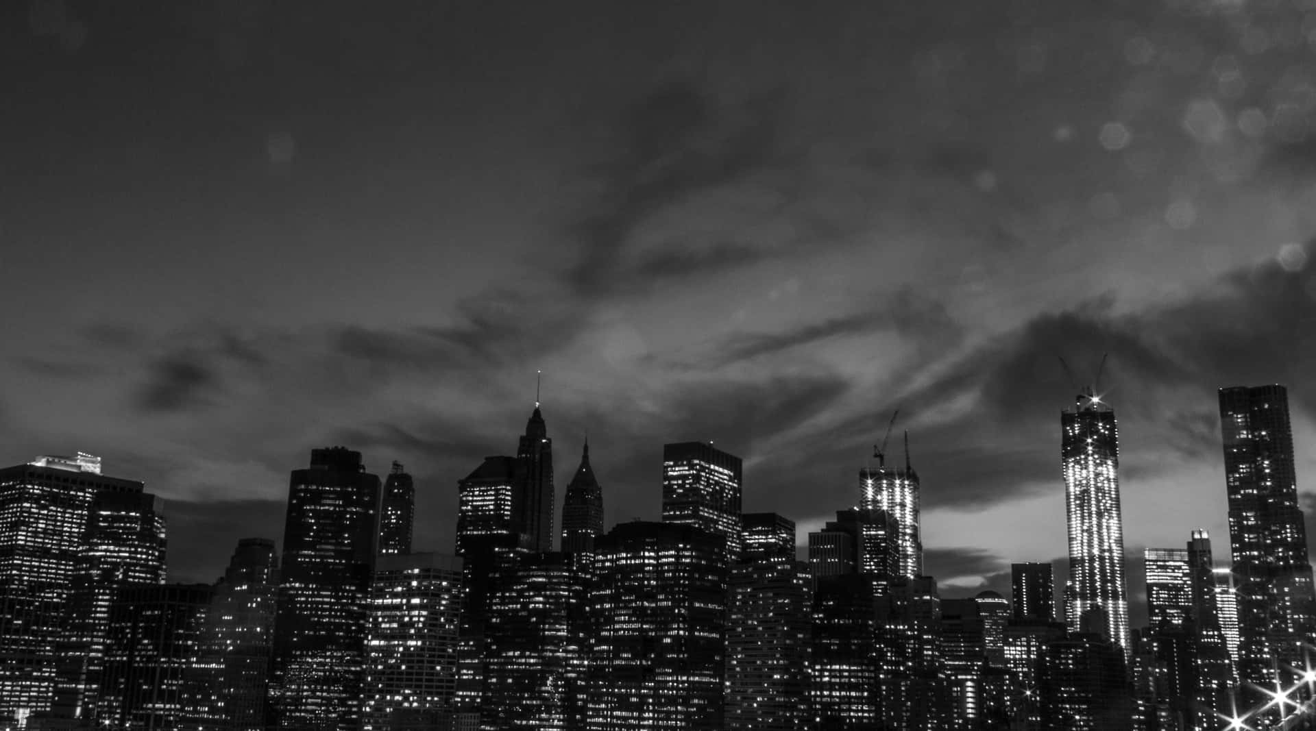 Download Black And White Sky With Dark City 4k Wallpaper