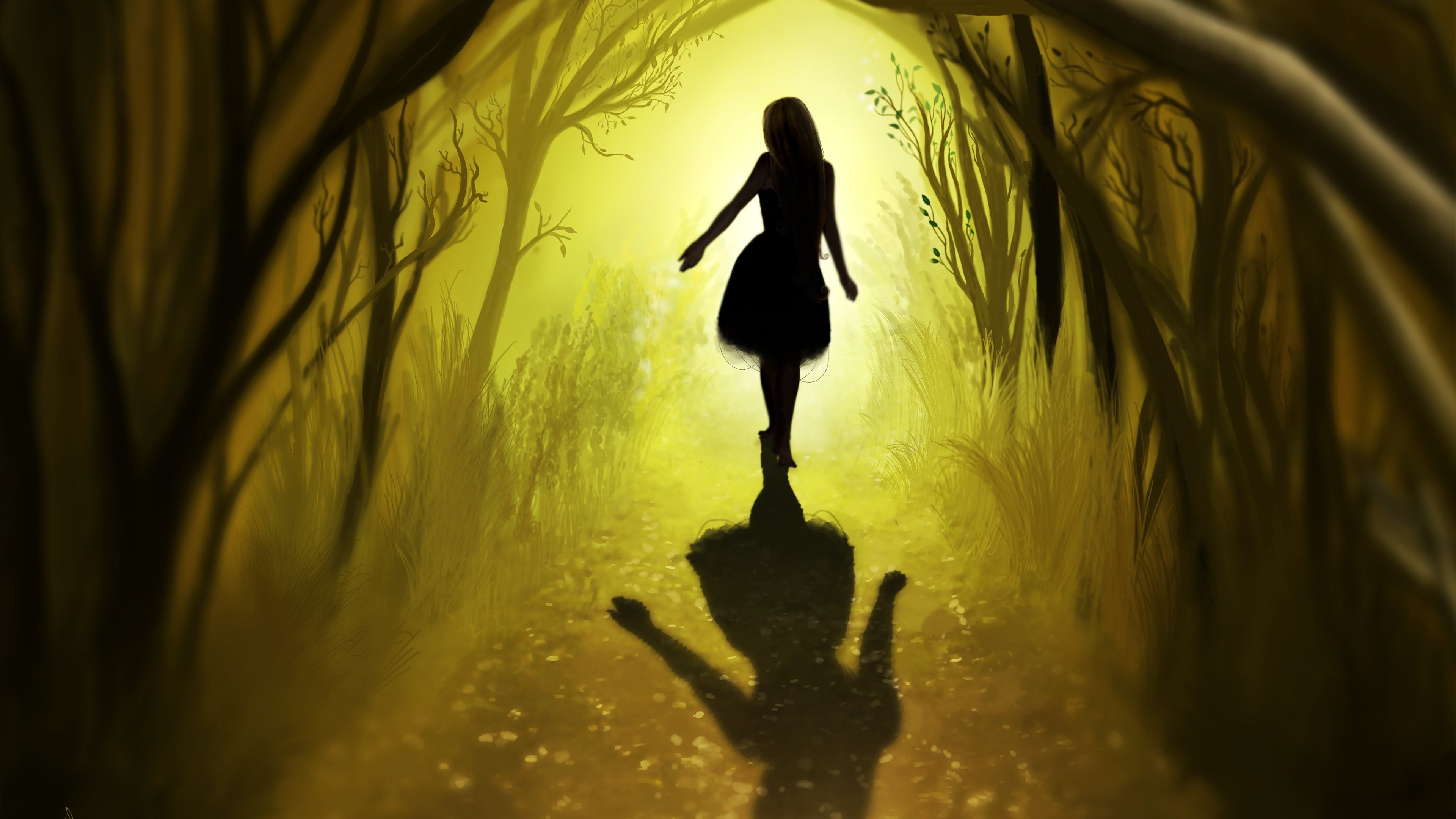 Wallpaper, sunlight, fantasy art, reflection, shadow, yellow, light, darkness, 3840x2160 px, computer wallpaper 3840x2160