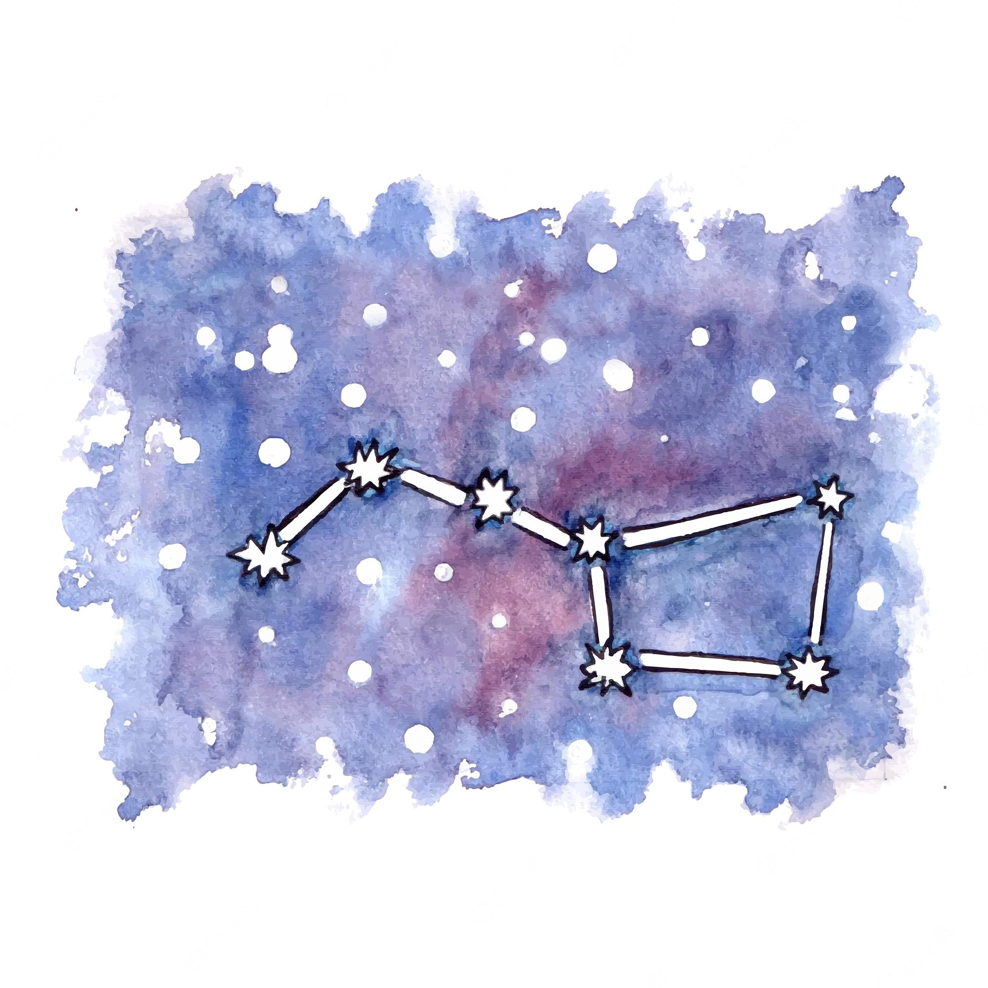 Premium Vector. Ursa major and ursa minor cute watercolor polar great bear stars constellation