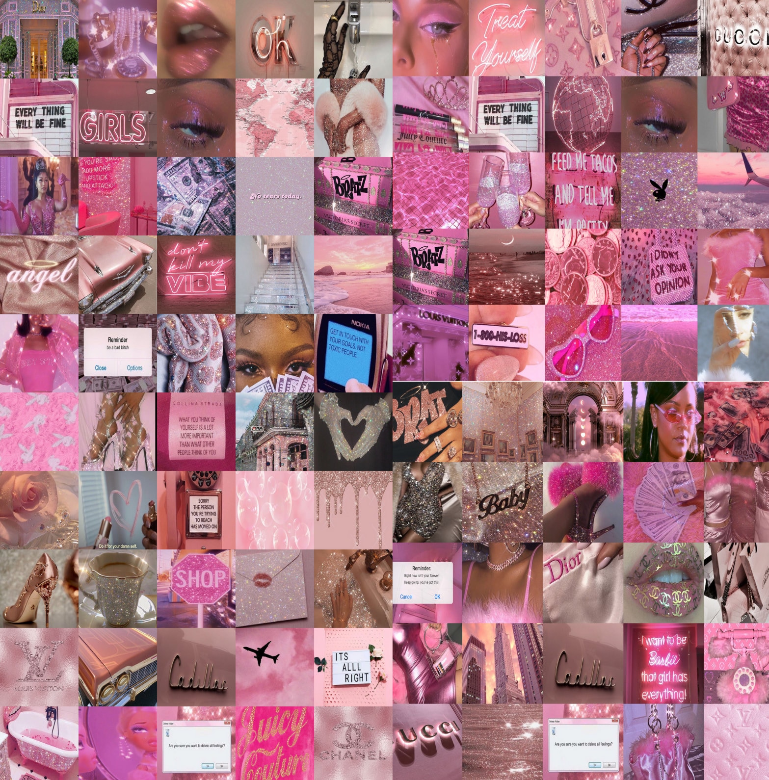 PC Y2k Boujee Wall Collage Kit Baddie Collage Kit Pink