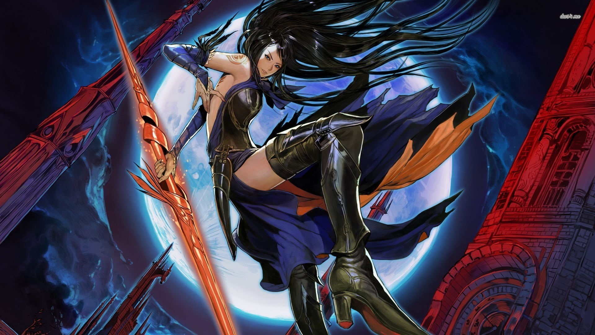 Wallpaper / beautiful woman, 1080P, indoors, real people, beauty, fantasy art, low angle view, nature, night, one person, hairstyle, adult, Shanoa (Castlevania), Castlevania: Order Of Ecclesia free download