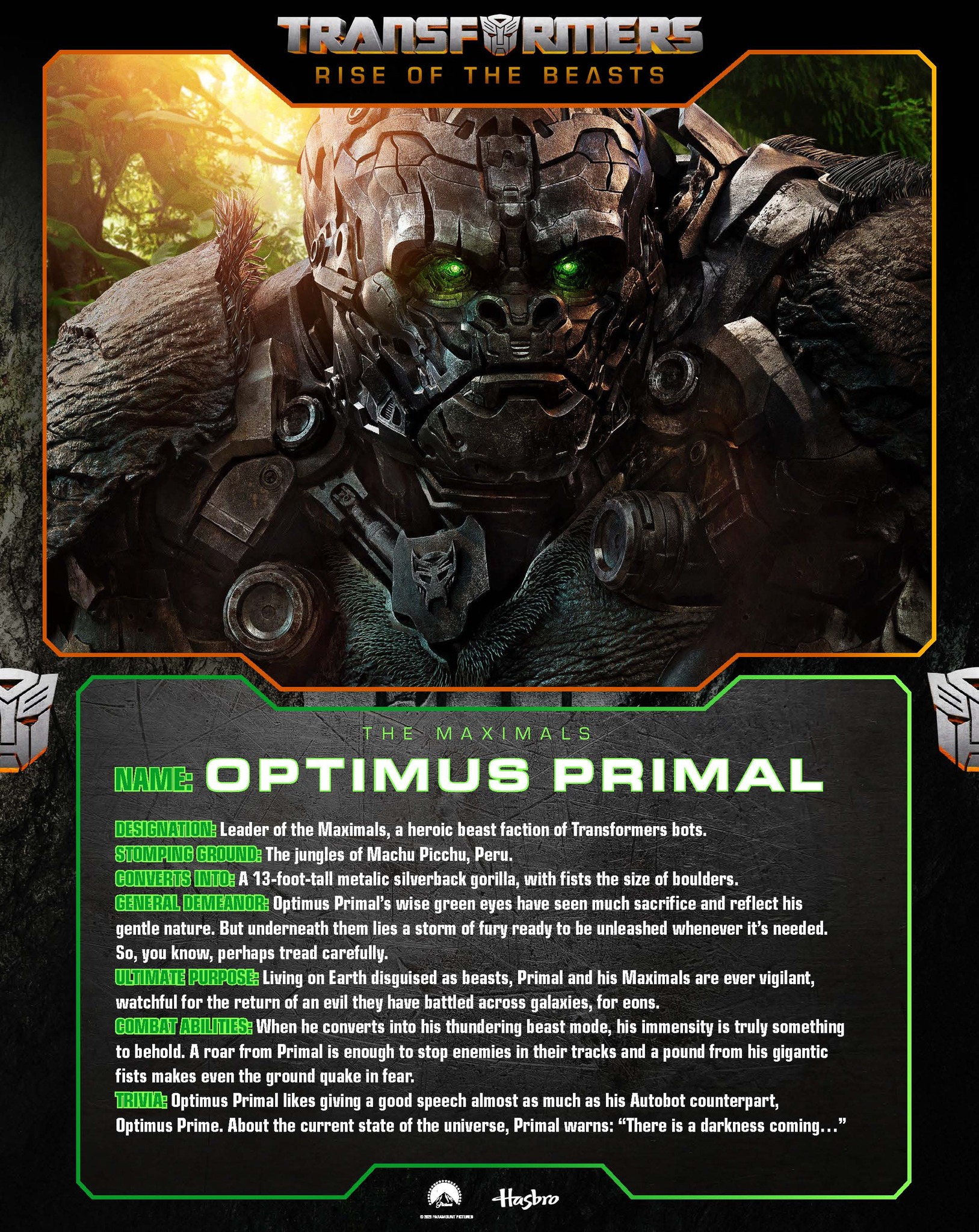 Transformers: Rise Of The Beasts Official Bio Cards Online
