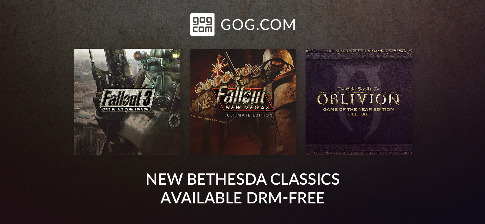 Fallout 3, New Vegas, And Oblivion Released DRM Free On GOG.com Feature