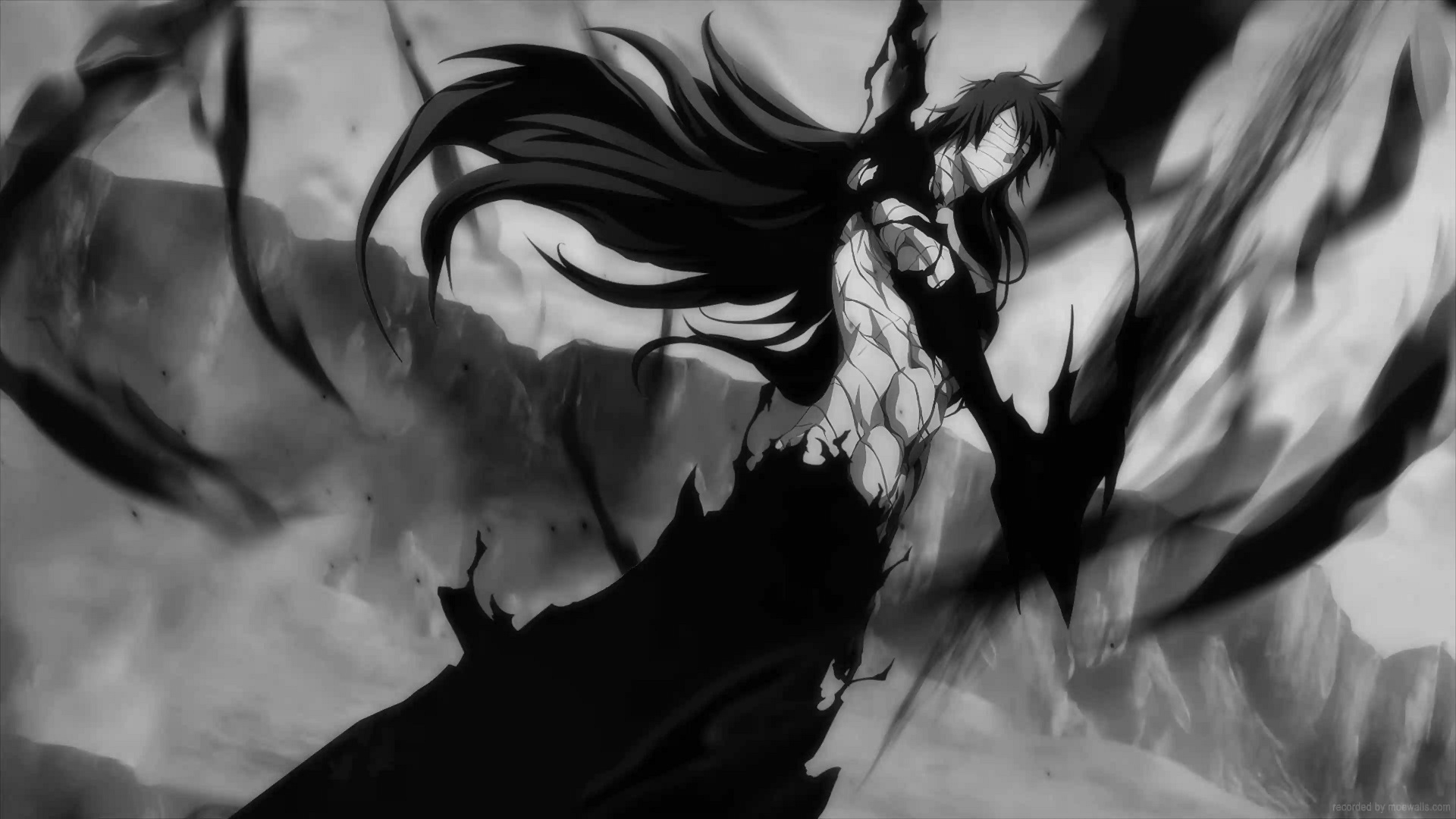 Ichigo Final Getsuga Tensho Monochrome Live Wallpaper